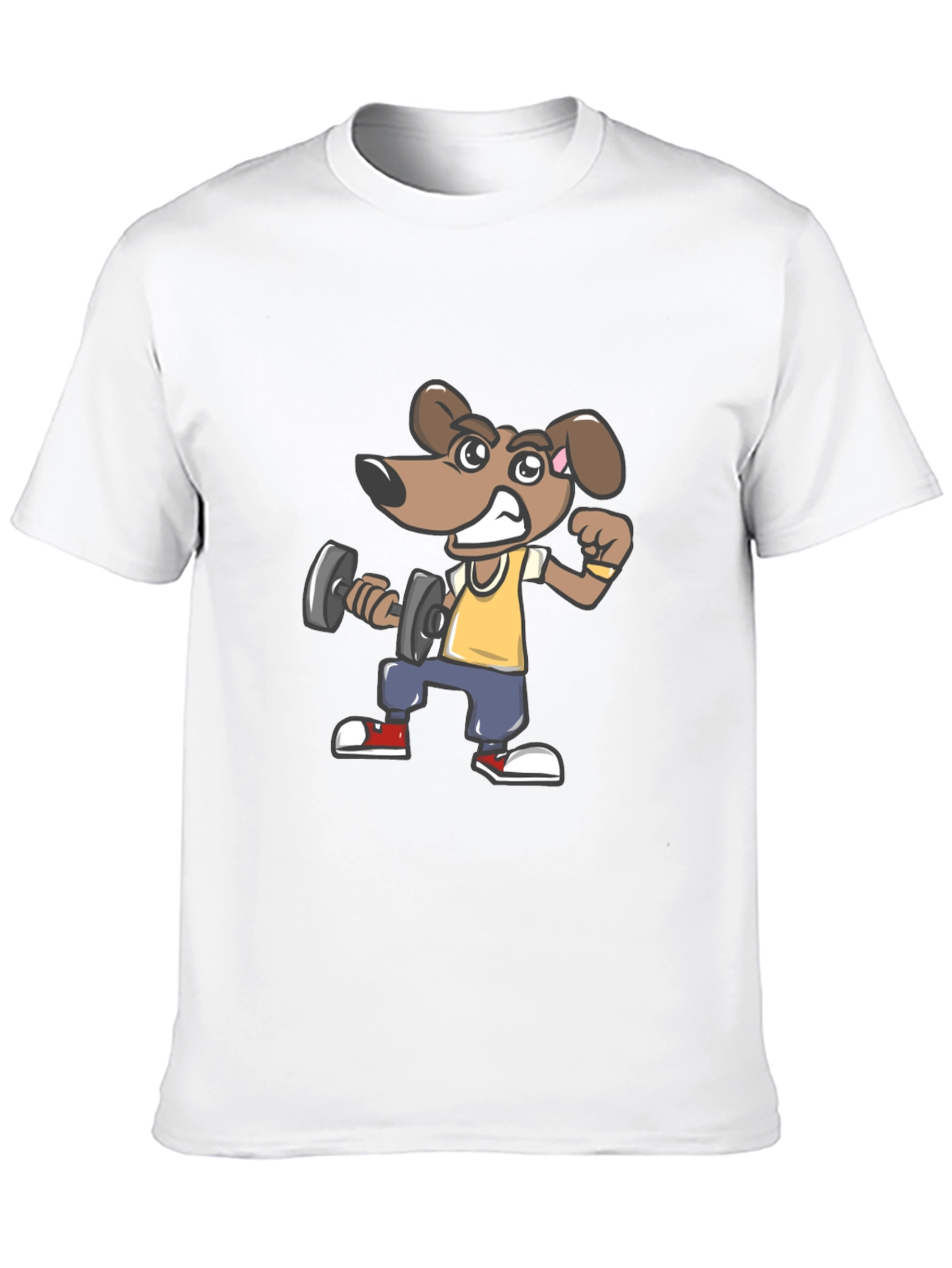 Dog Lifting Dumbbell Black T-Shirt