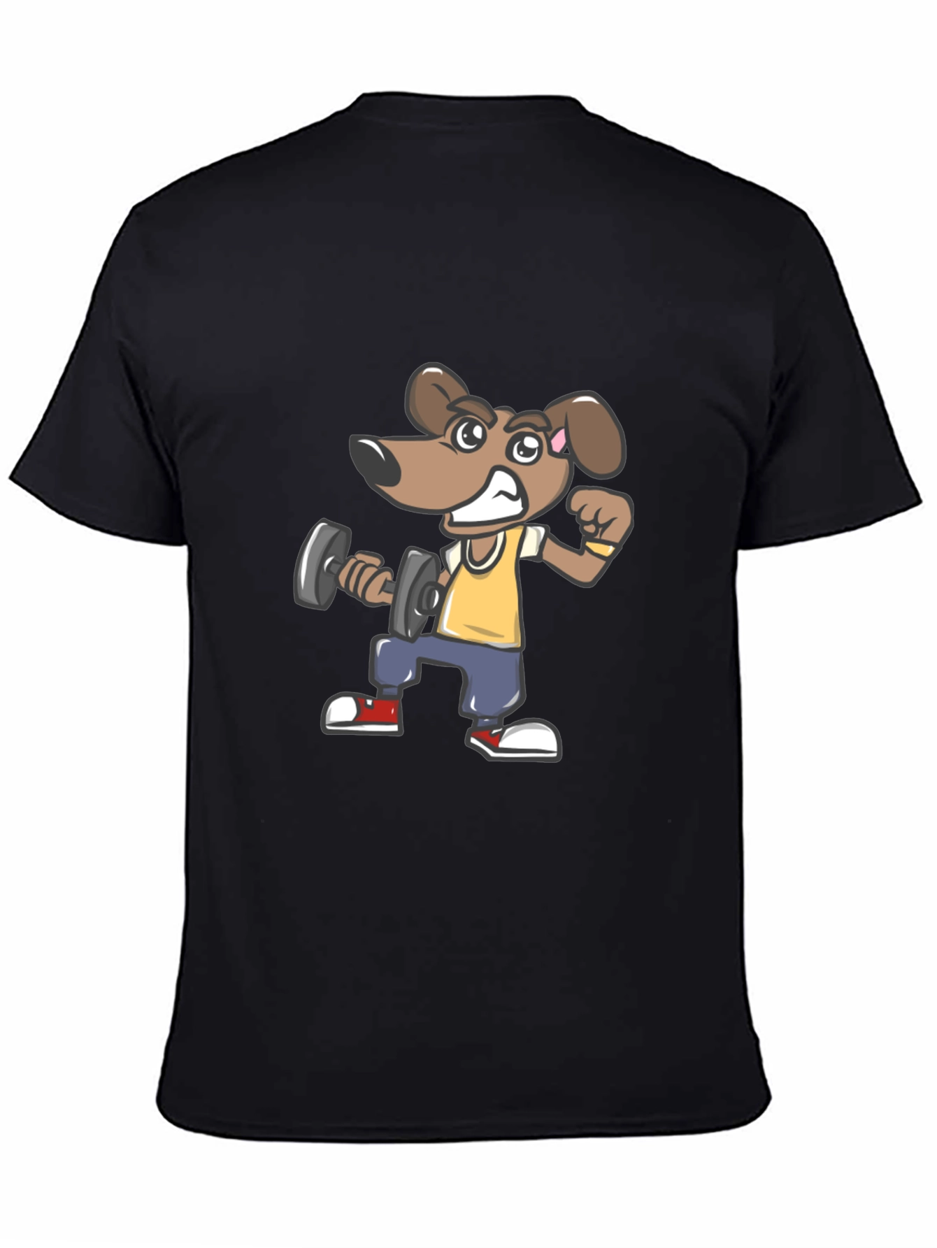 Dog Lifting Dumbbell Black T-Shirt