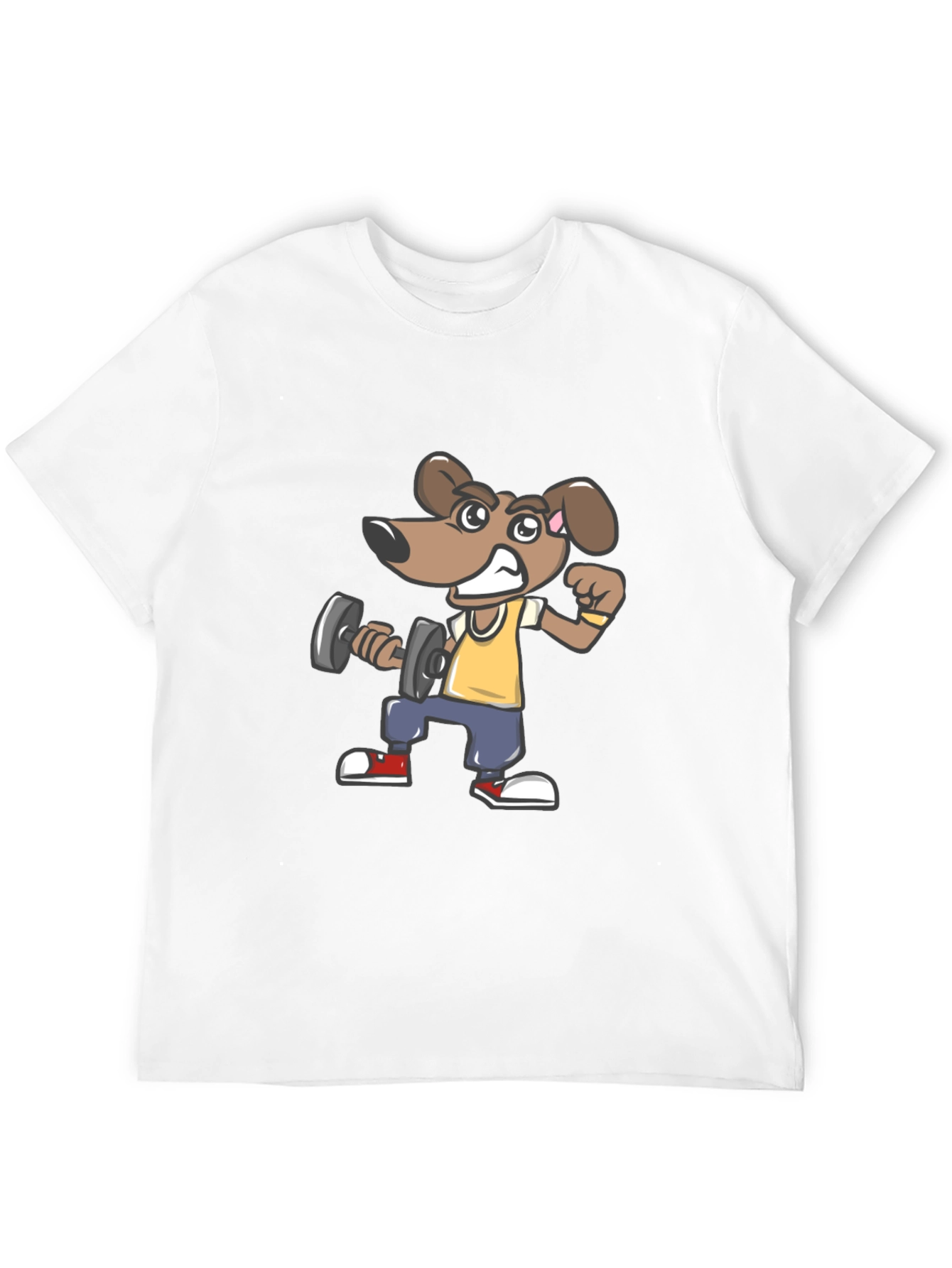 Dog Lifting Dumbbell Black T-Shirt