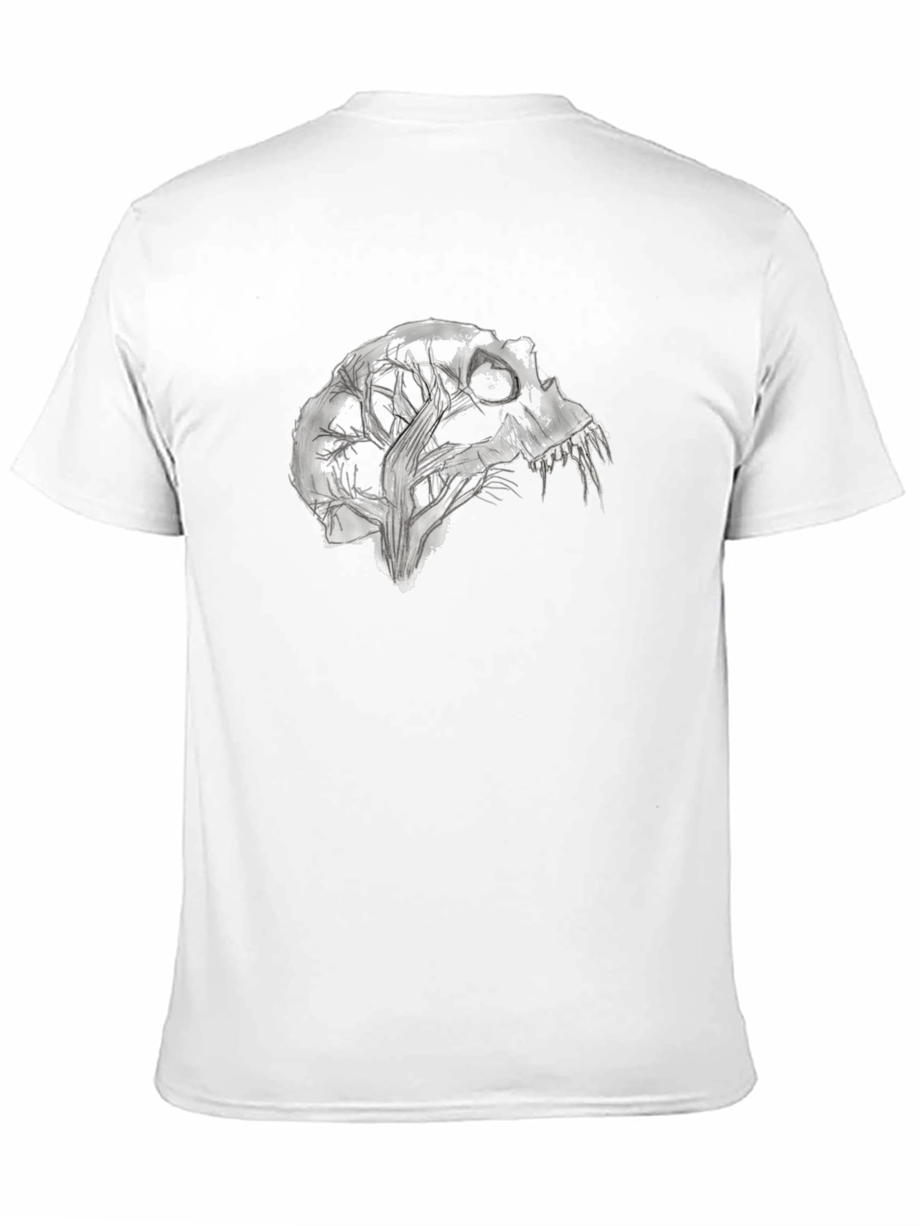 Abstract Skull Graphic Tee - Black Cotton Blend