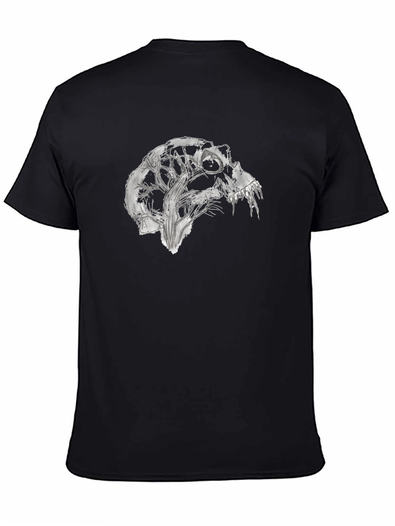 Abstract Skull Graphic Tee - Black Cotton Blend