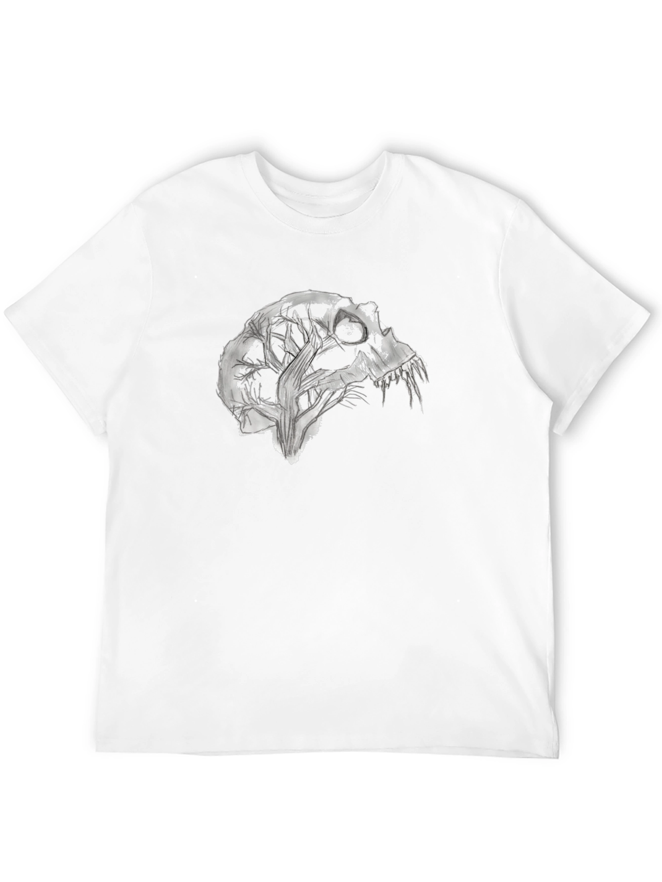 Abstract Skull Graphic Tee - Black Cotton Blend
