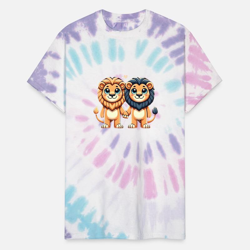 Two Cute Lion Friends Holding Hands