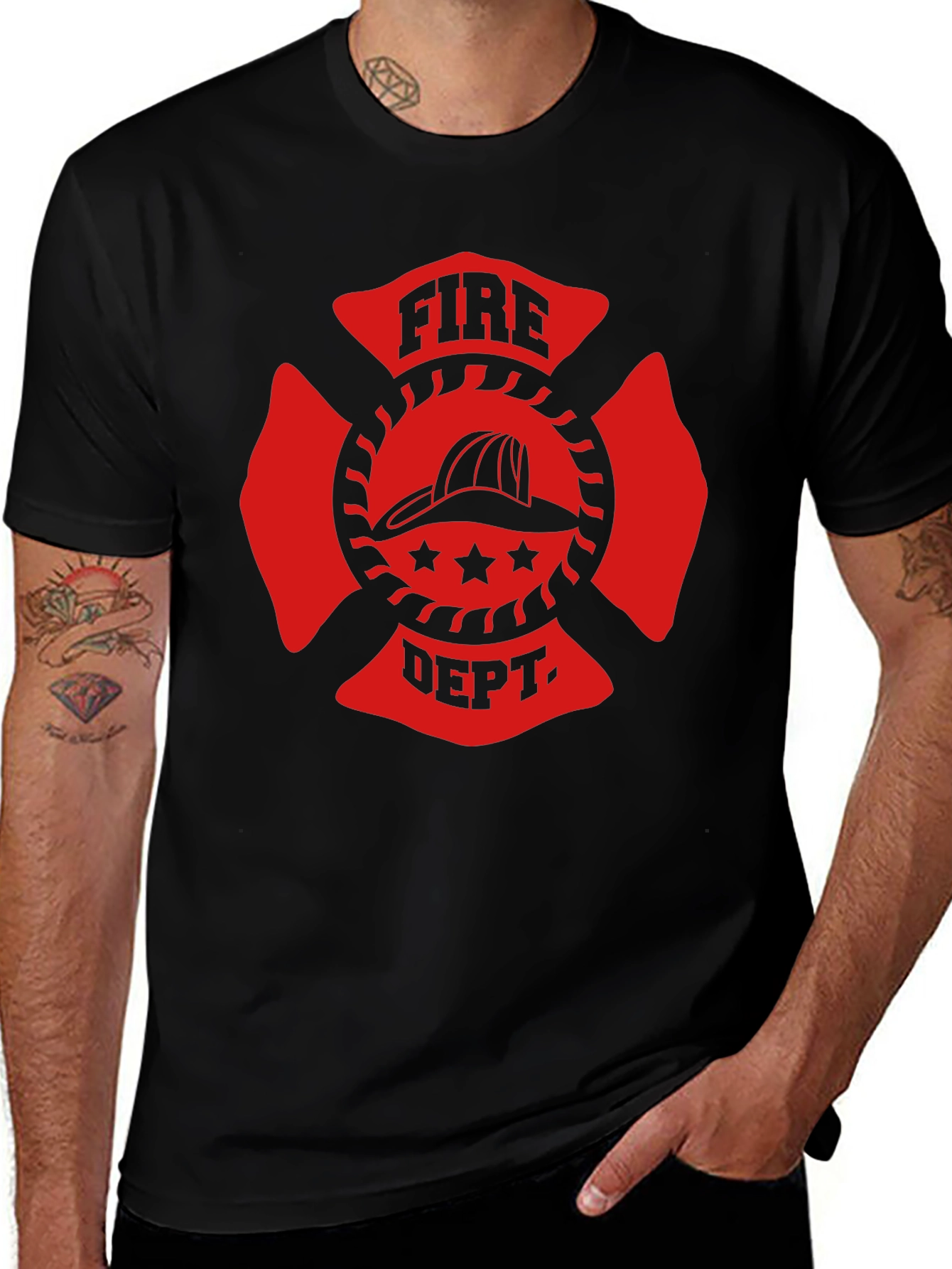 Fire Department Maltase Cross Graphic T-Shirt