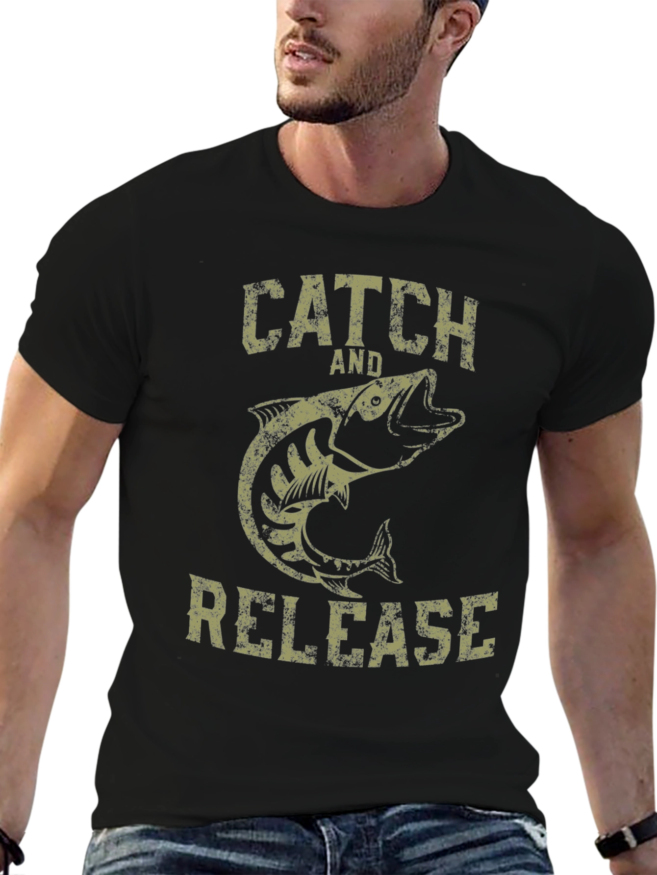Catch and Release Fishing T-Shirt - Black