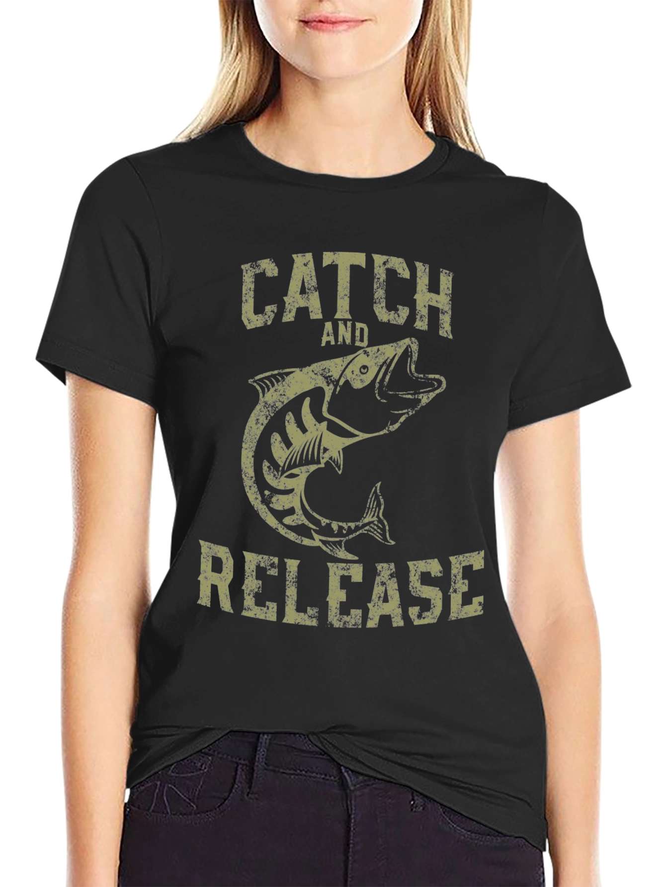 Catch and Release Fishing T-Shirt - Black