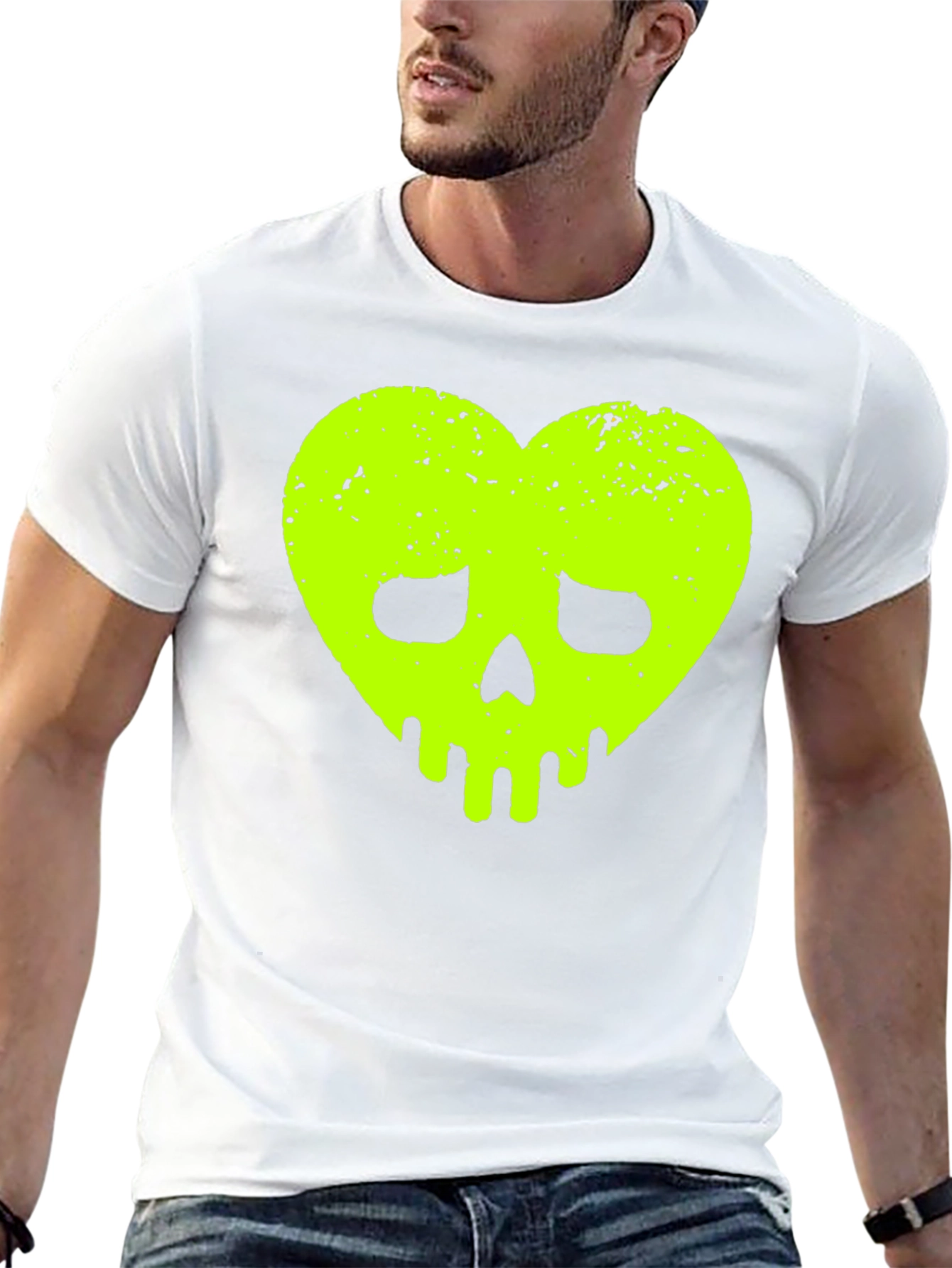 Heart Skull Graphic Tee - Black