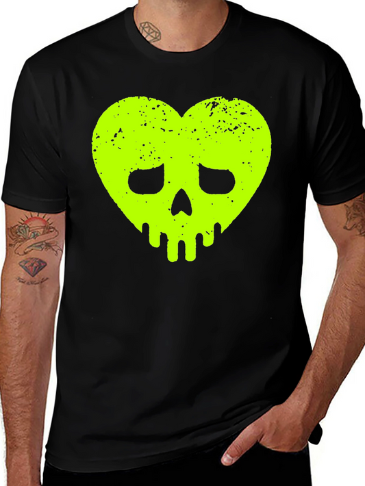 Heart Skull Graphic Tee - Black