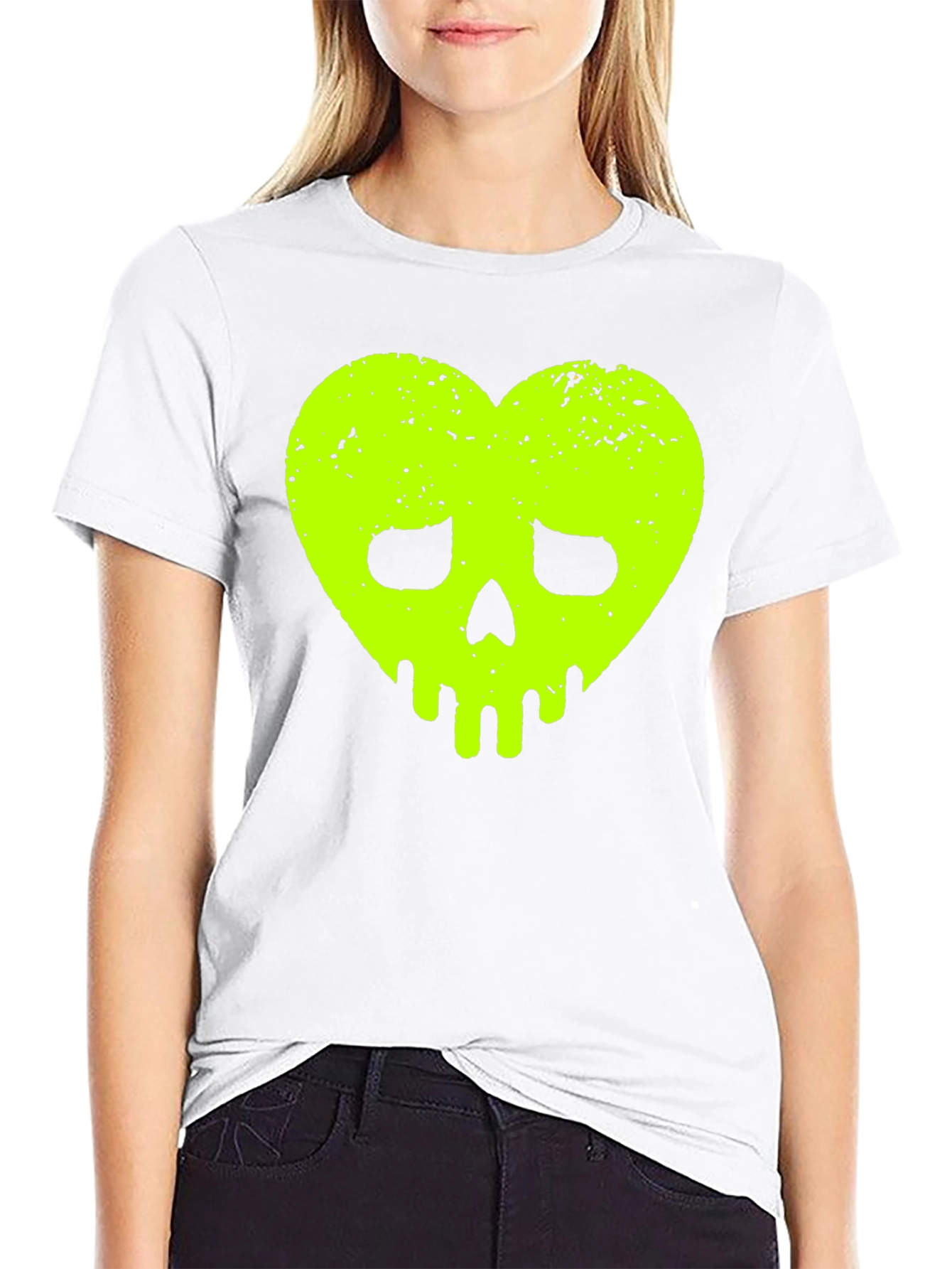 Heart Skull Graphic Tee - Black