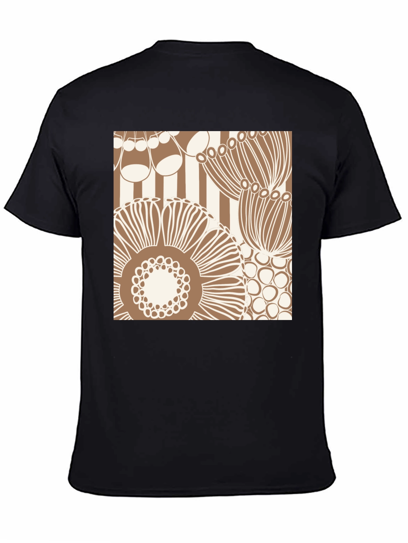 Retro Floral Print T-Shirt - Black