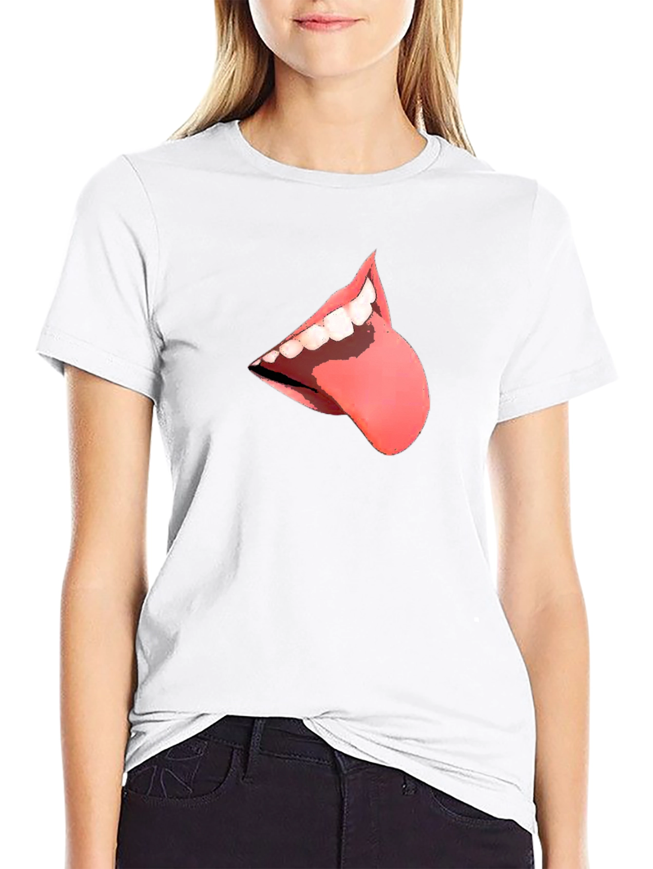 Black T-Shirt with Tongue Graphic