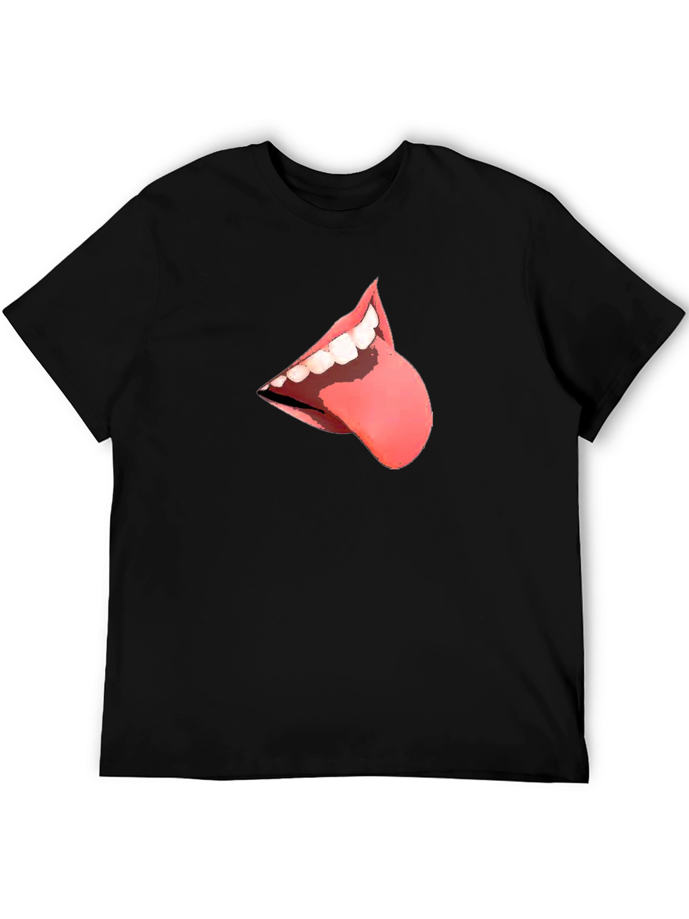 Black T-Shirt with Tongue Graphic