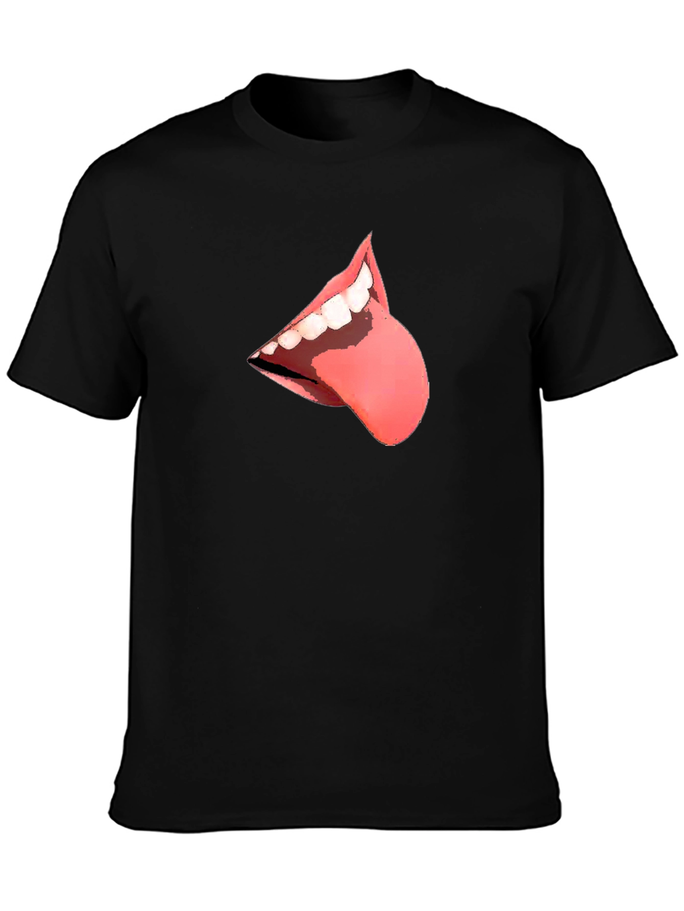 Black T-Shirt with Tongue Graphic