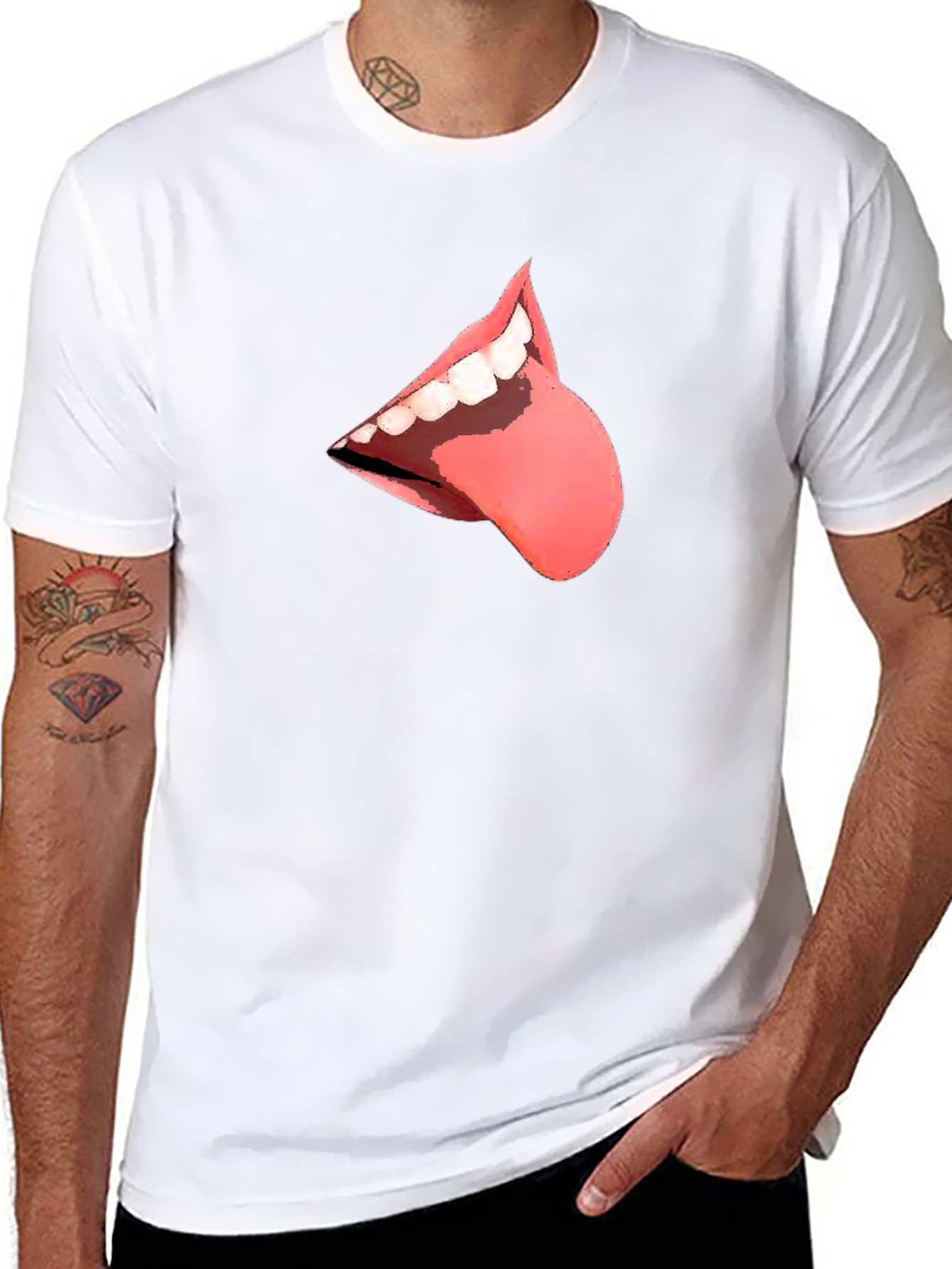 Black T-Shirt with Tongue Graphic