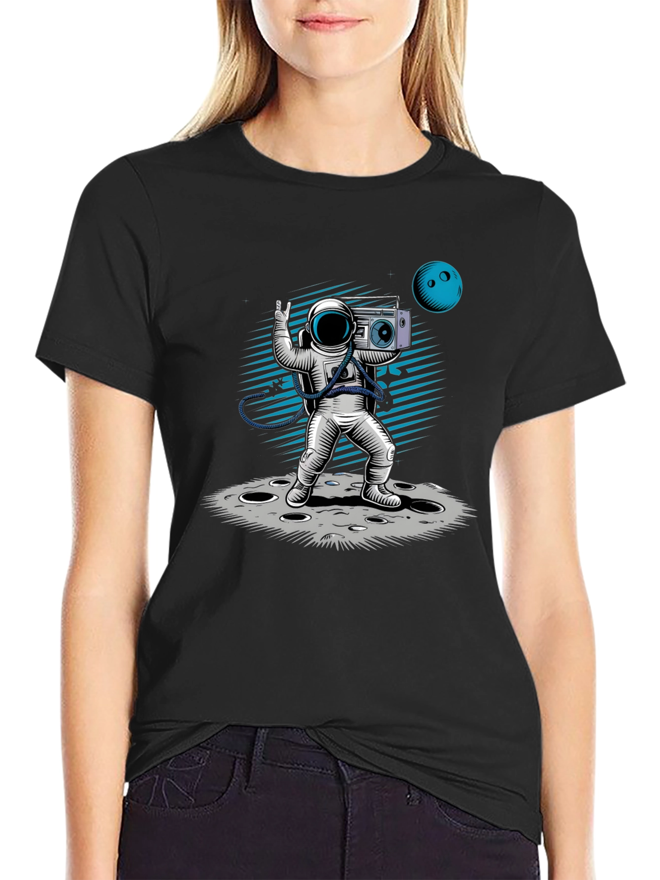 Astronaut Moonwalk T-Shirt - Black Graphic Tee