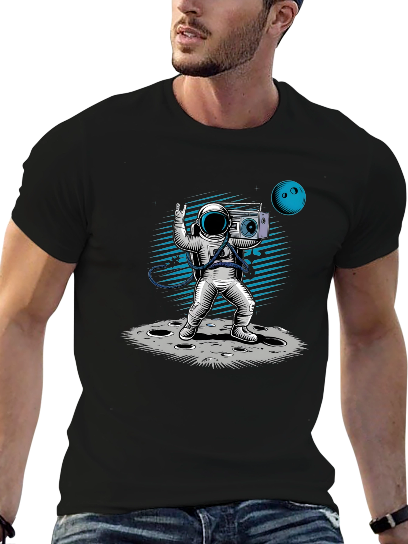 Astronaut Moonwalk T-Shirt - Black Graphic Tee