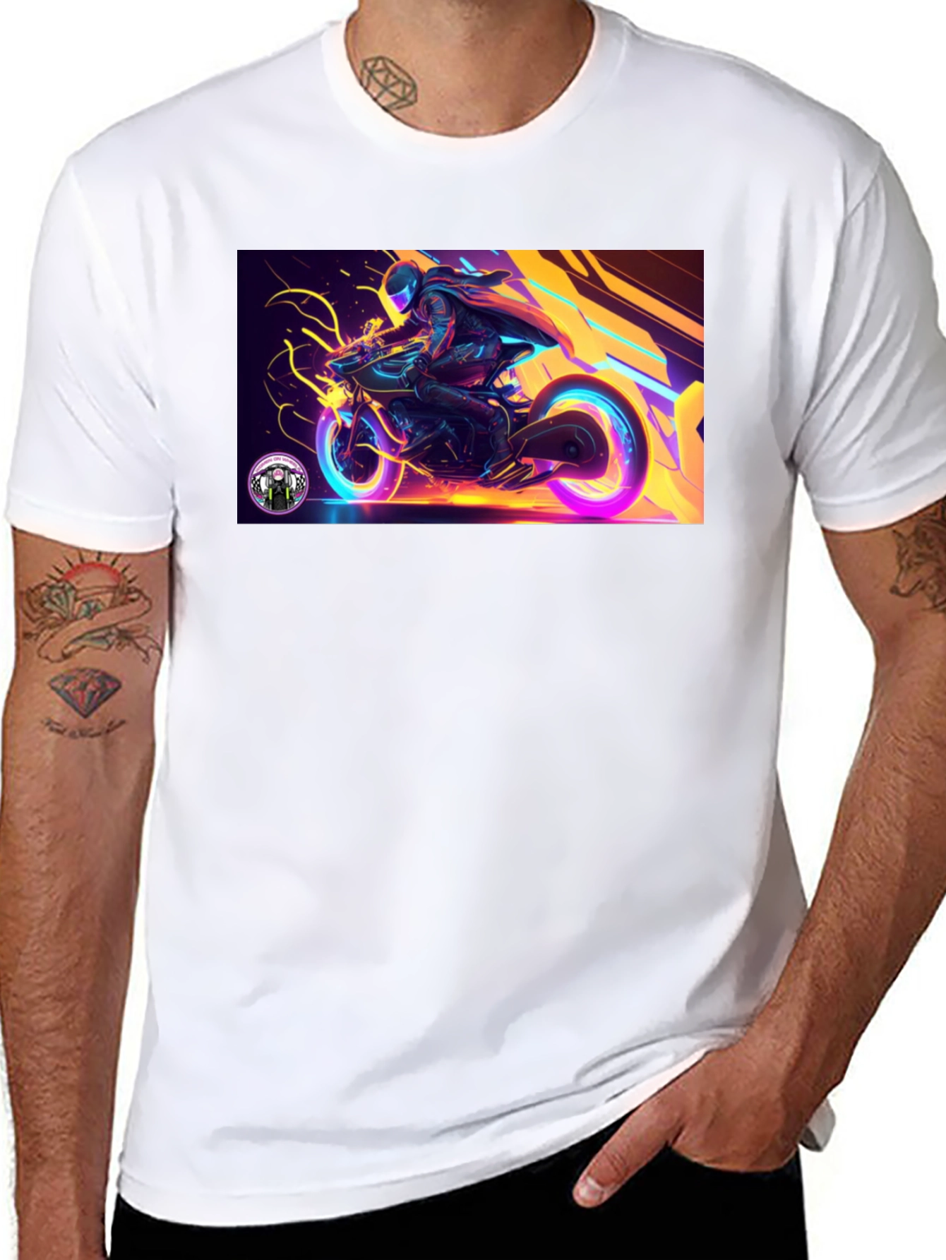Neon Rider Graphic T-Shirt - Black
