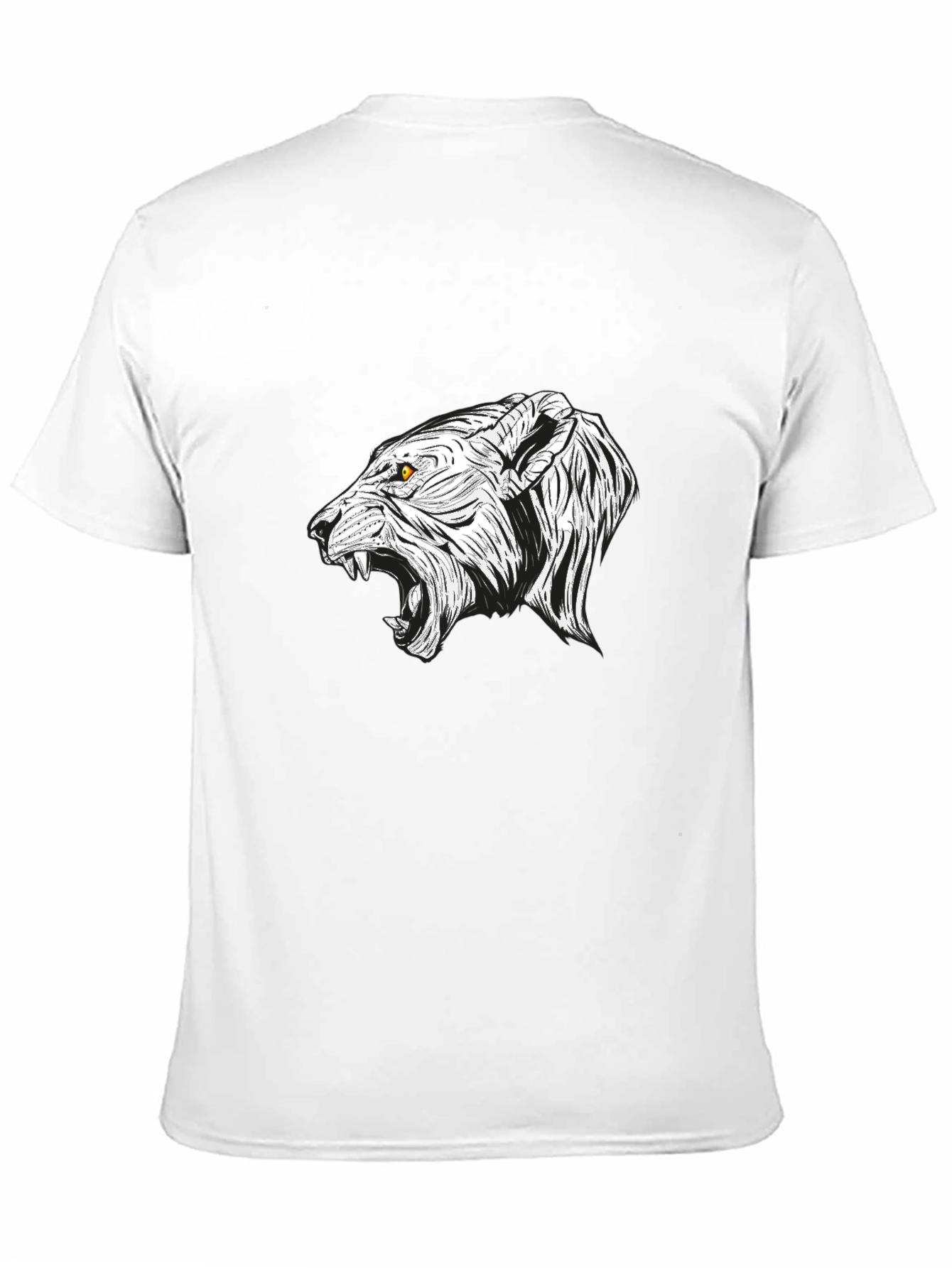 Mens Black T-Shirt with White Lion Graphic