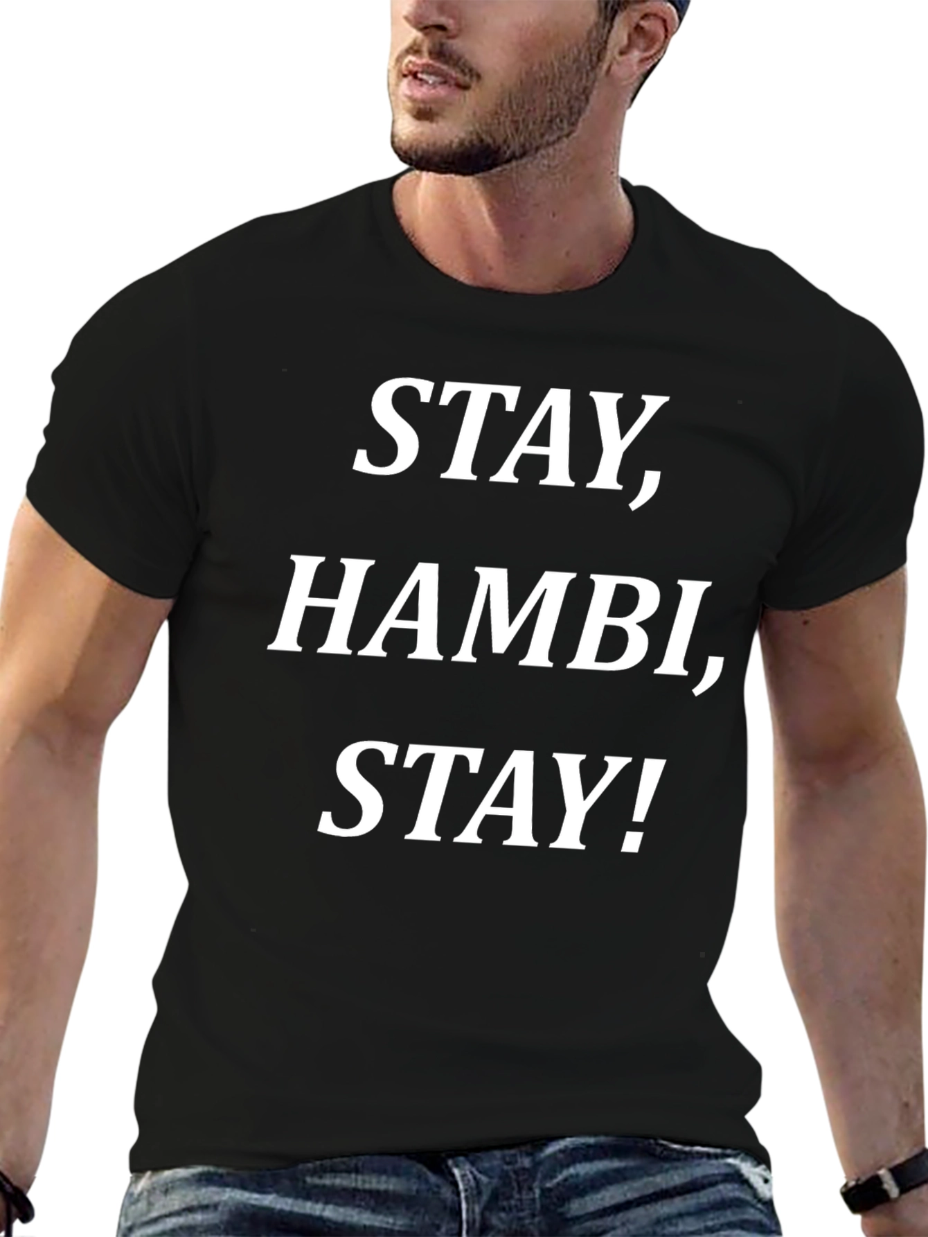 Stay Hambi Stay Graphic Tee - Black Cotton