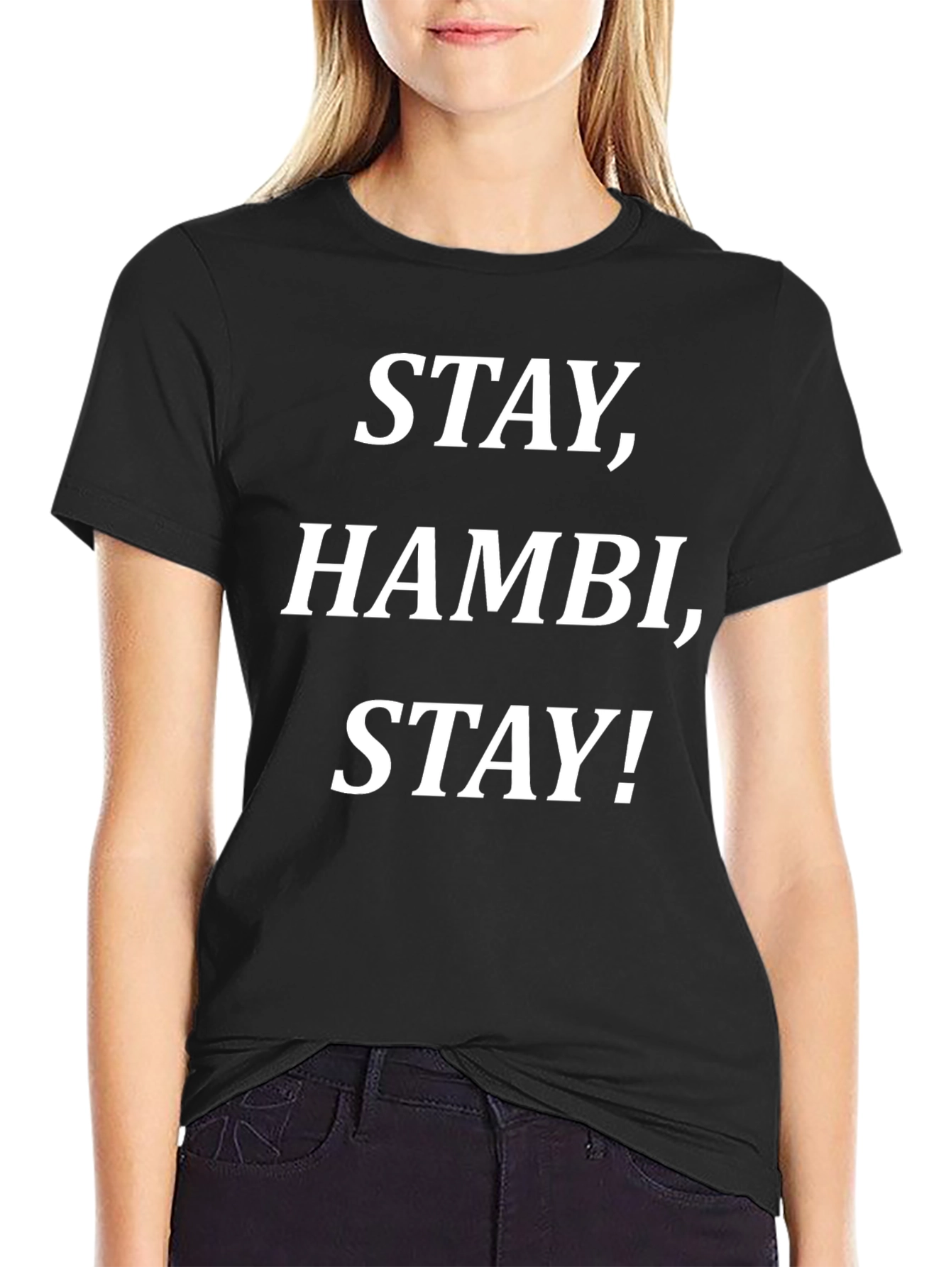 Stay Hambi Stay Graphic Tee - Black Cotton
