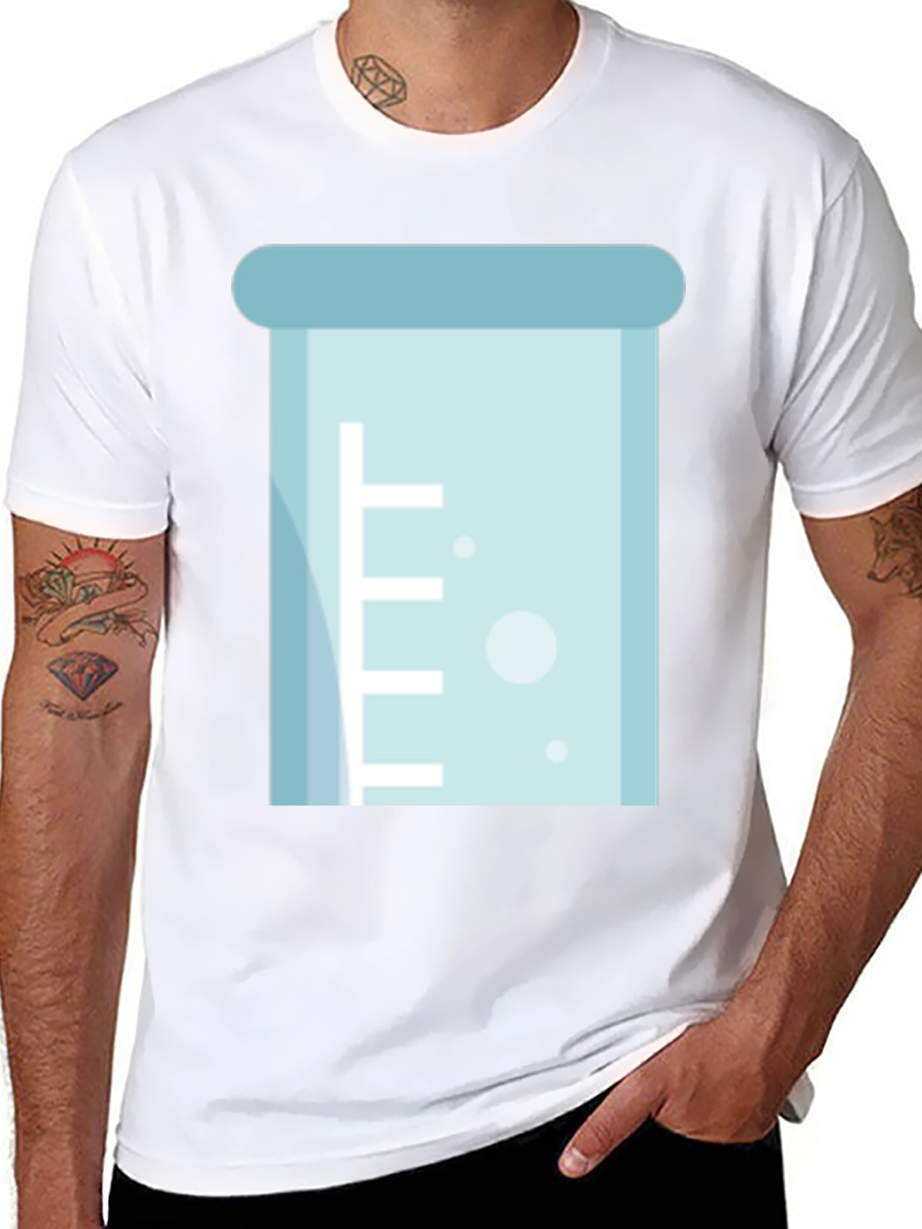 Science Beaker Graphic T-Shirt - Black Casual Style