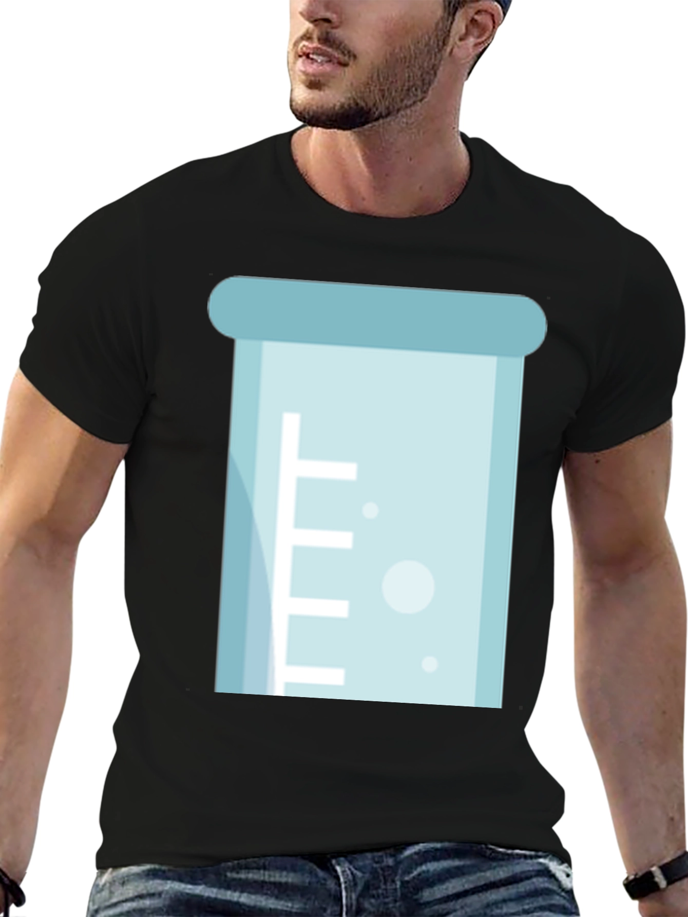 Science Beaker Graphic T-Shirt - Black Casual Style