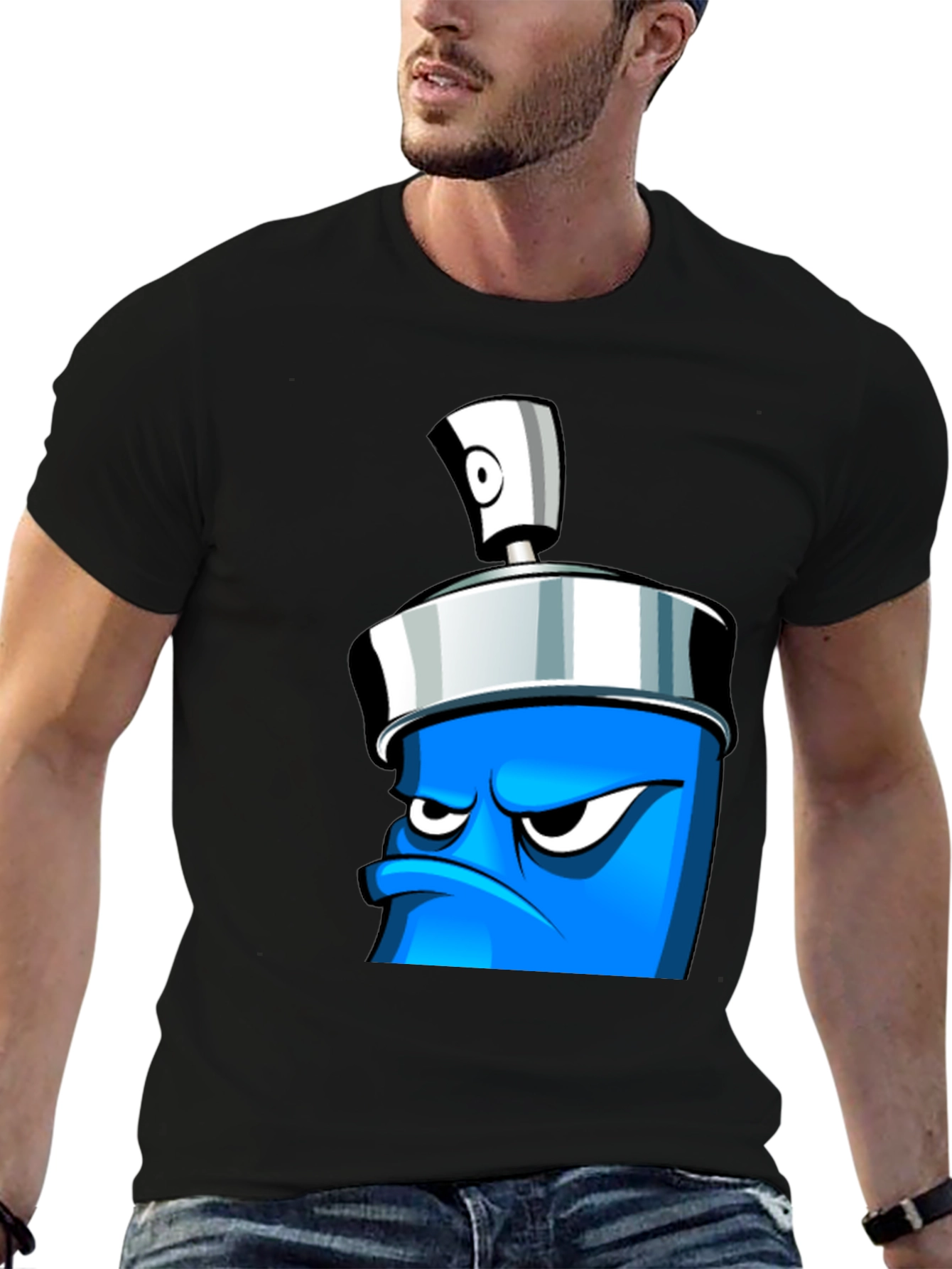 Mens Graphic T-Shirt - Cartoon Spray Can Design