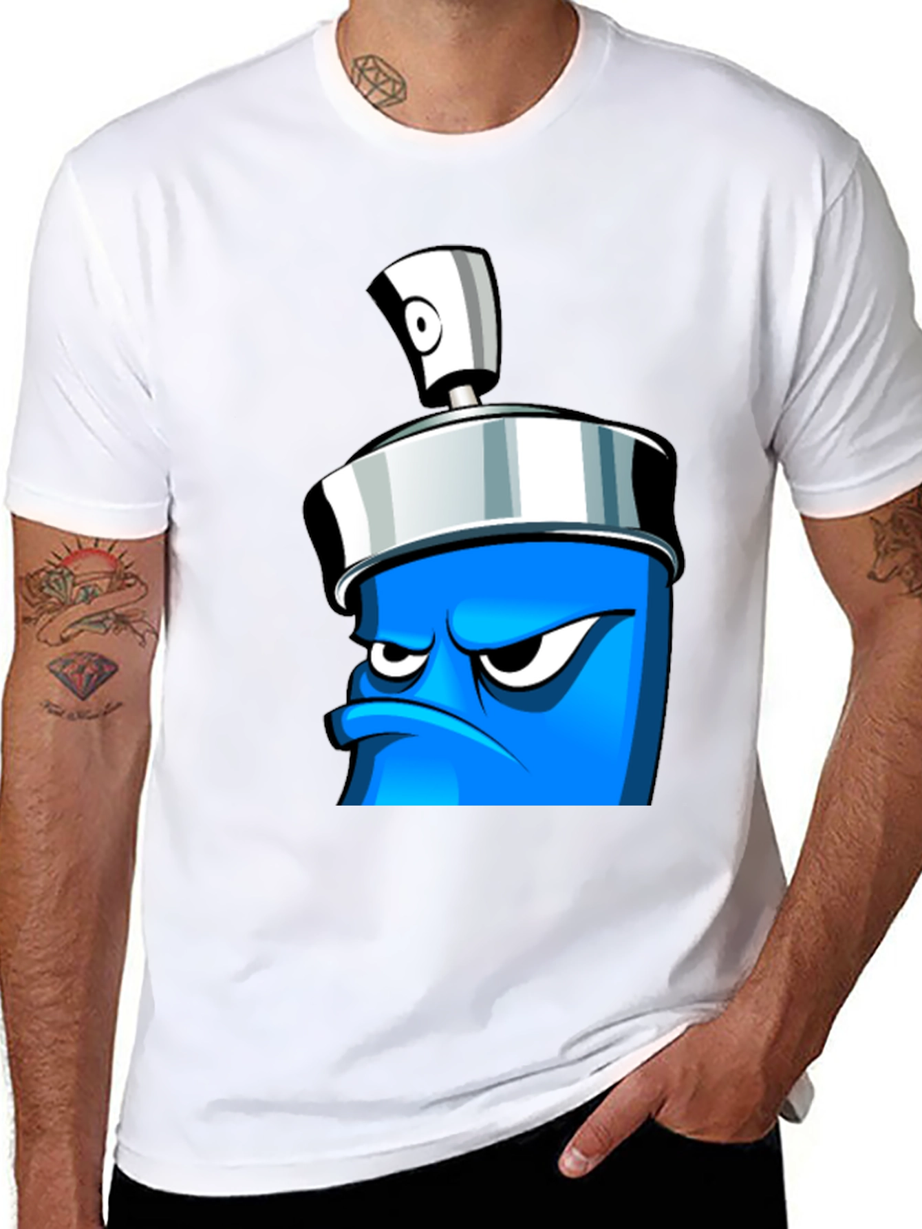 Mens Graphic T-Shirt - Cartoon Spray Can Design