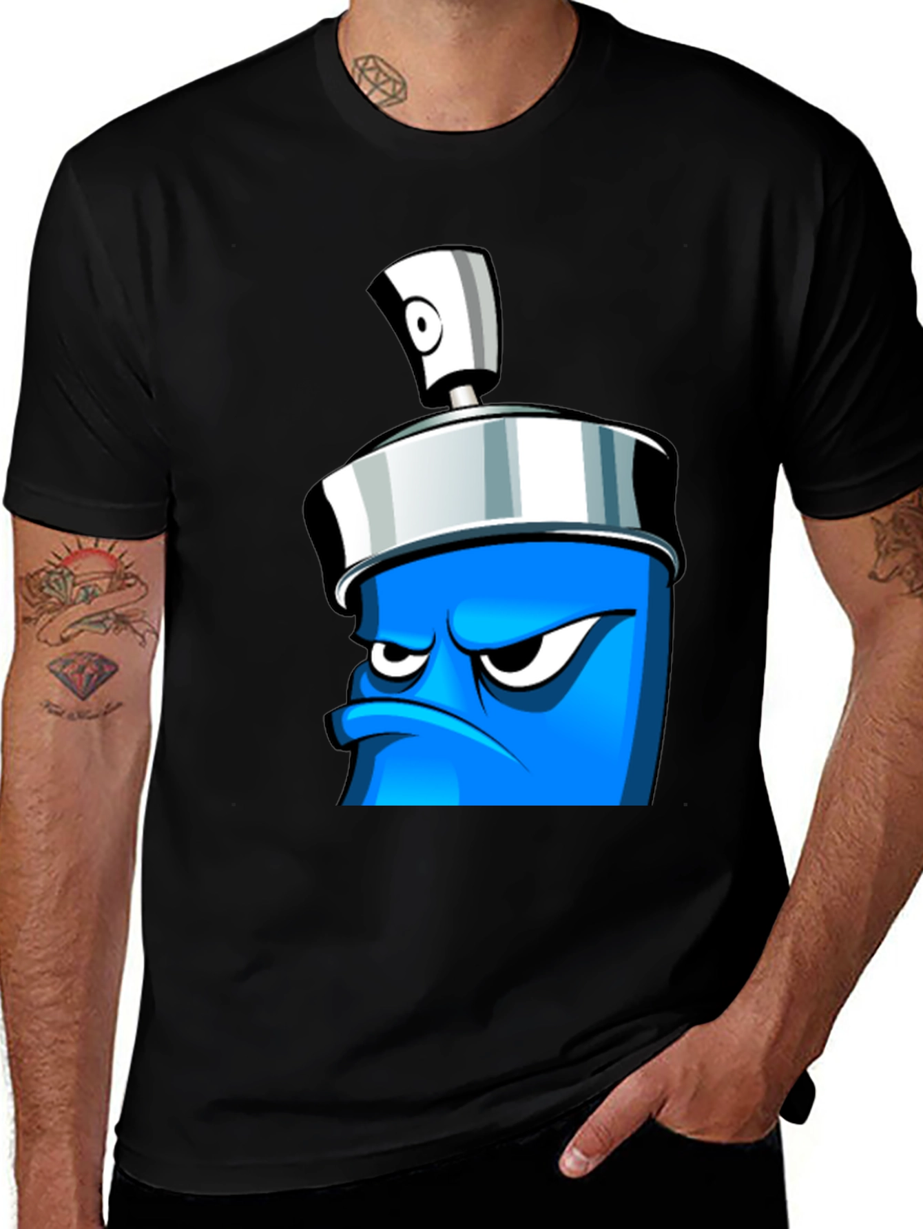 Mens Graphic T-Shirt - Cartoon Spray Can Design