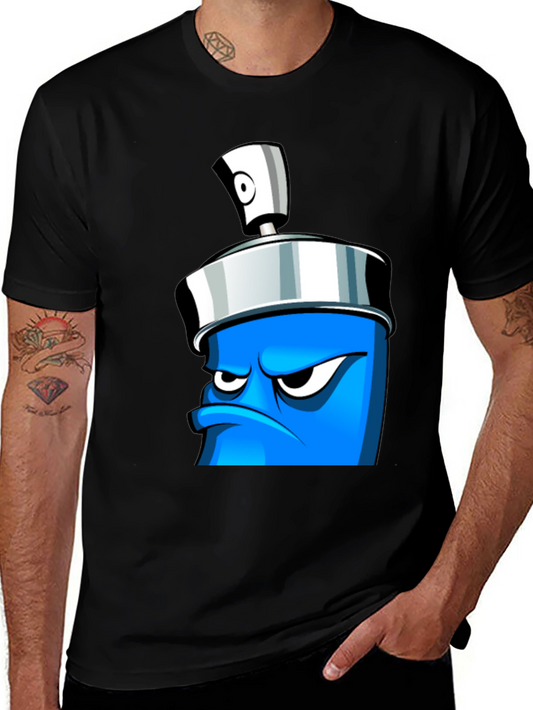 Mens Graphic T-Shirt - Cartoon Spray Can Design