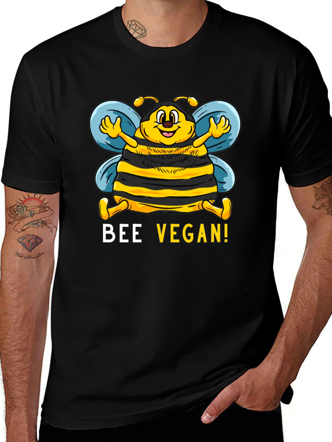Bee Vegan T-Shirt - Black