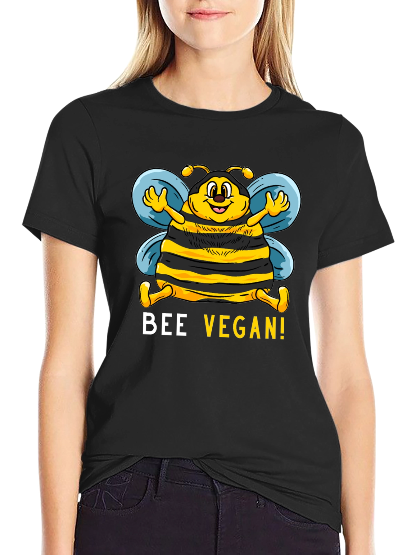 Bee Vegan T-Shirt - Black
