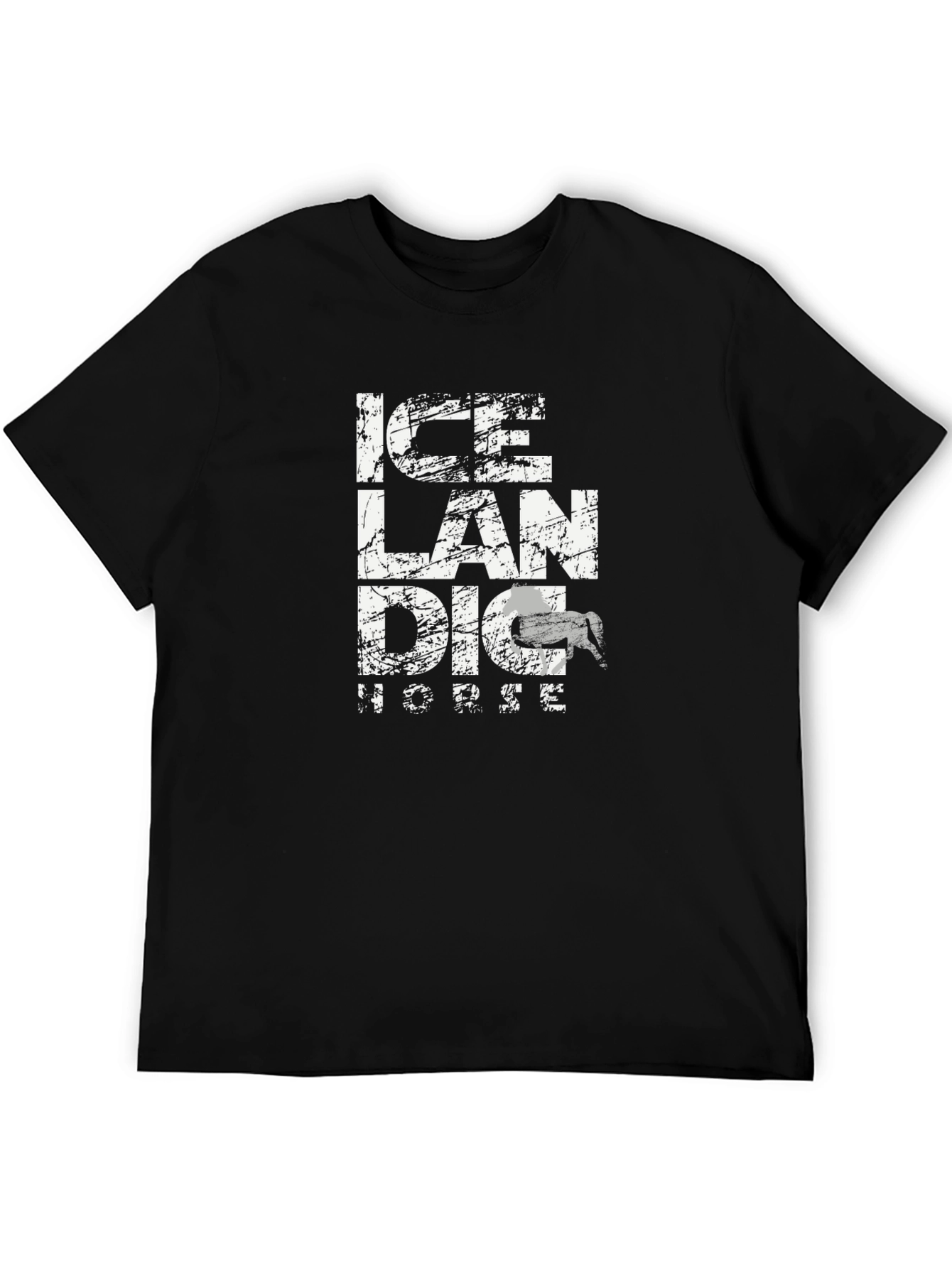 Icelandic Horse Graphic Tee - Black Cotton Blend