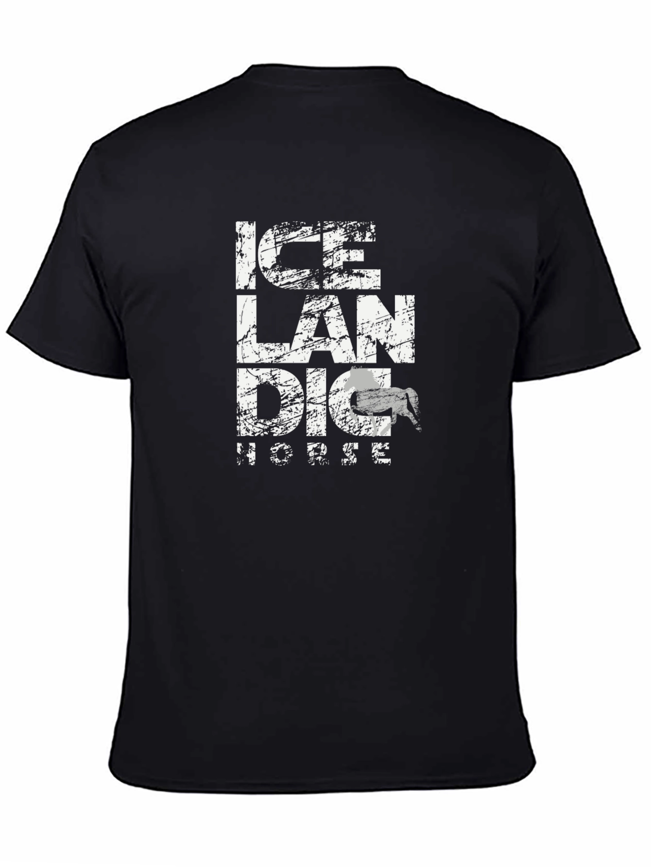 Icelandic Horse Graphic Tee - Black Cotton Blend