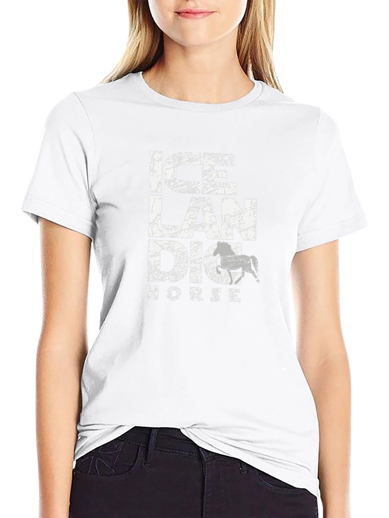 Icelandic Horse Graphic Tee - Black Cotton Blend