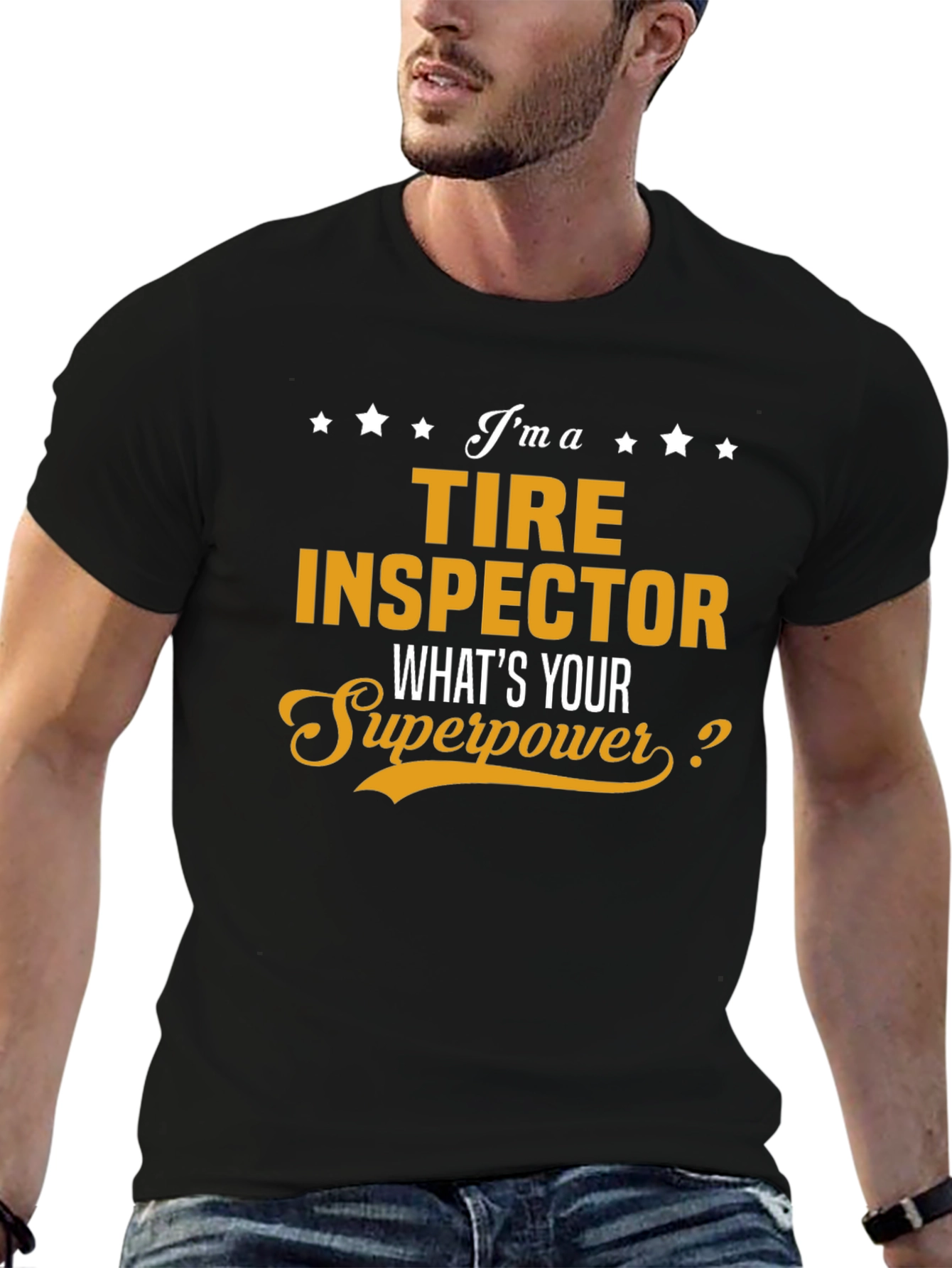 Tire Inspector Superpower Black T-Shirt