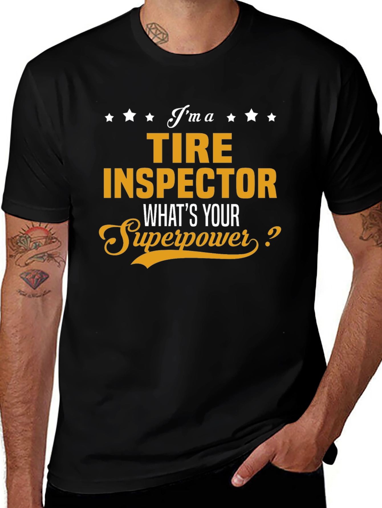 Tire Inspector Superpower Black T-Shirt