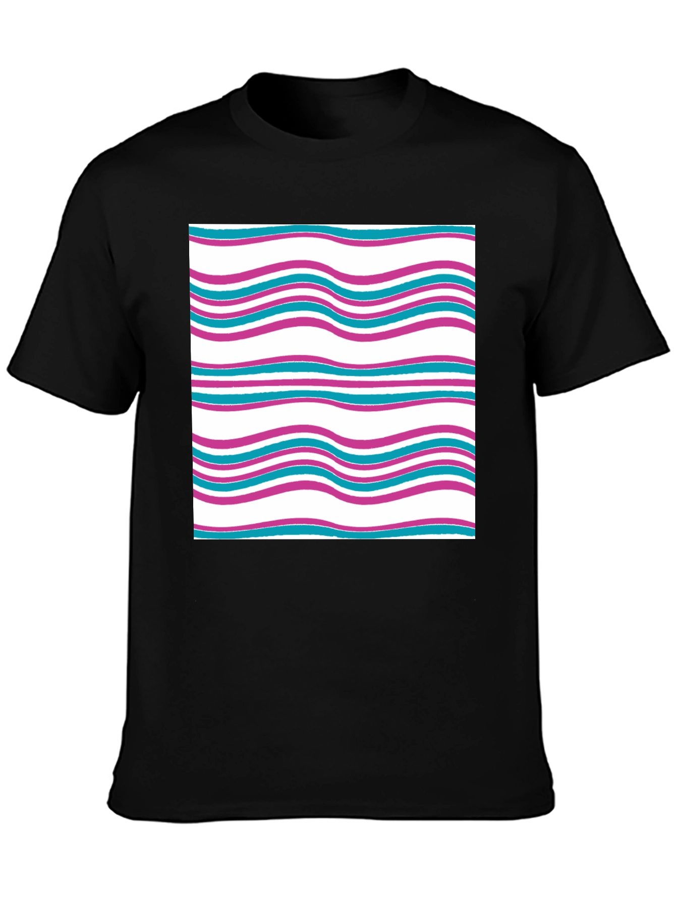 Wavy Line Pattern Tee - Casual Comfort