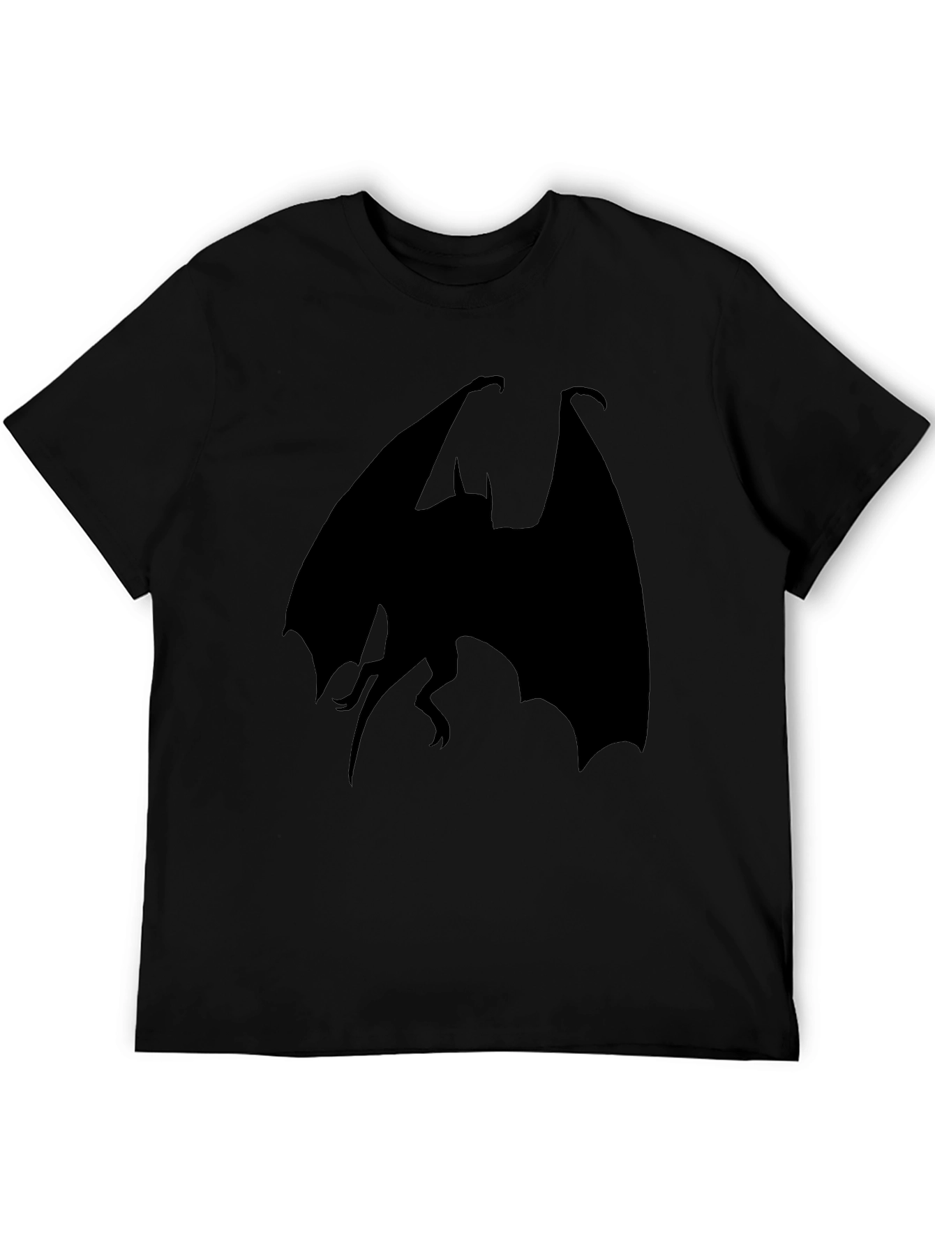 Black T-Shirt with Bat Silhouette Design