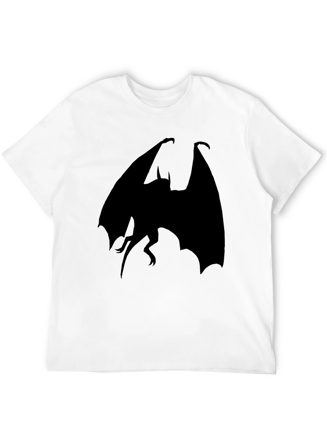 Black T-Shirt with Bat Silhouette Design