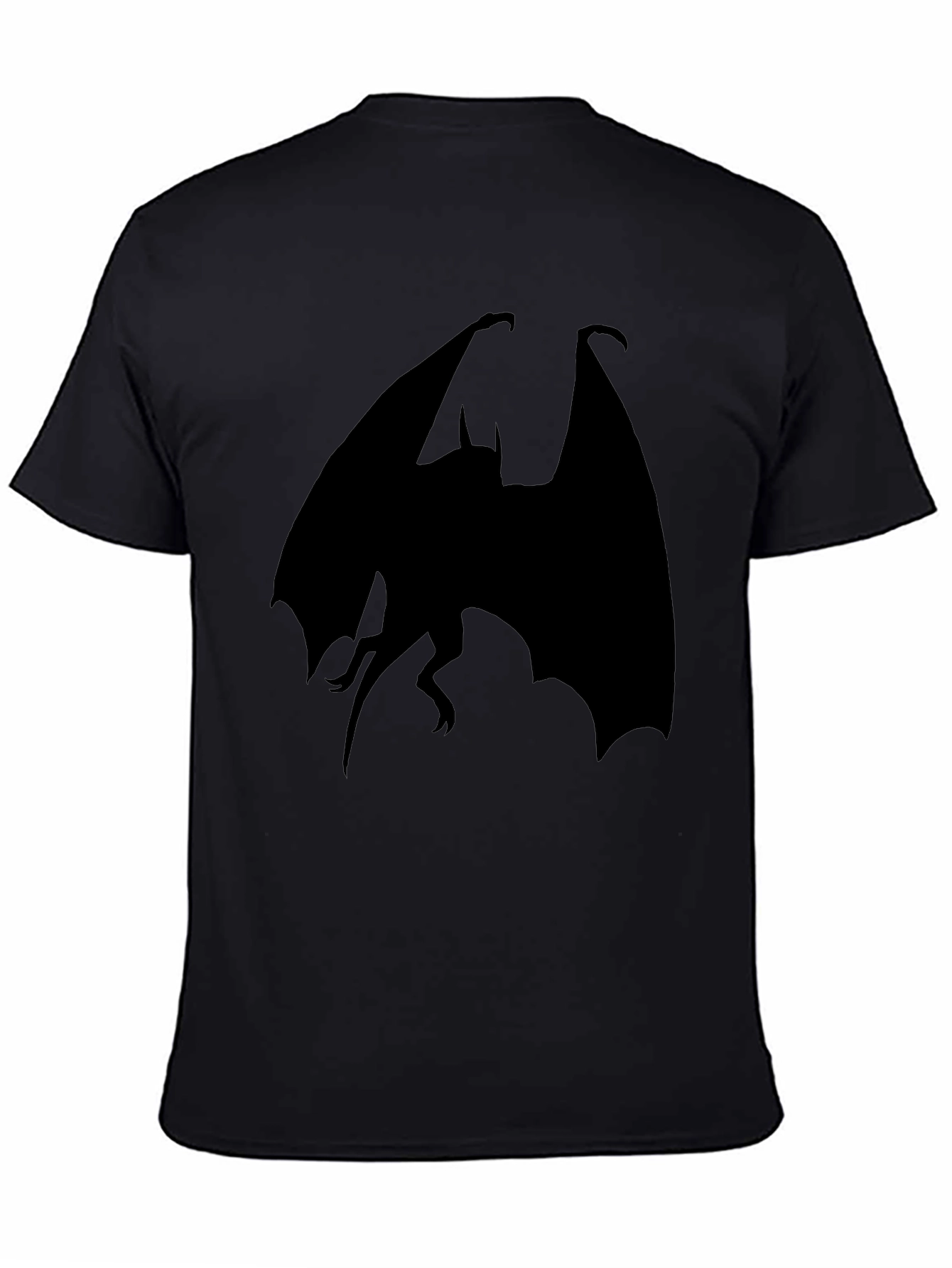 Black T-Shirt with Bat Silhouette Design