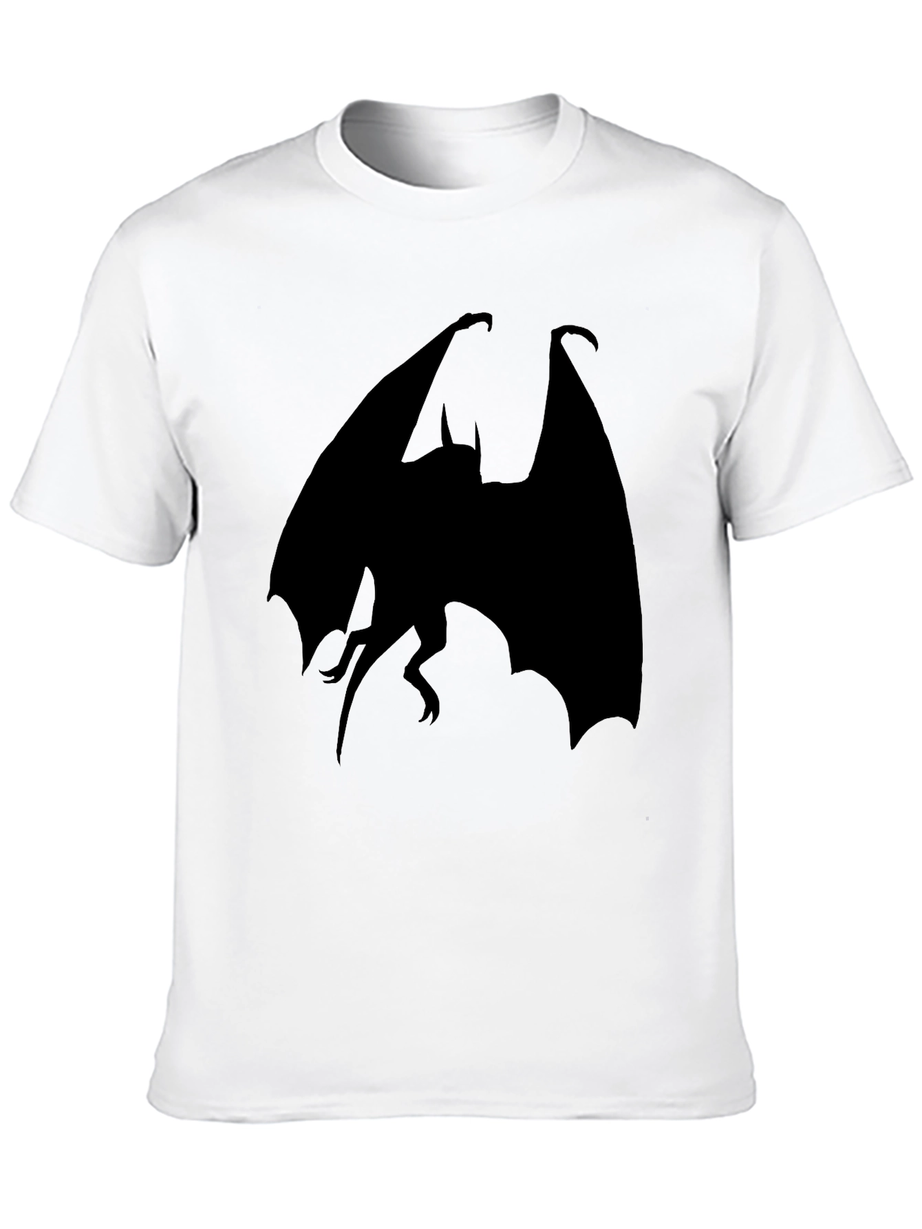 Black T-Shirt with Bat Silhouette Design