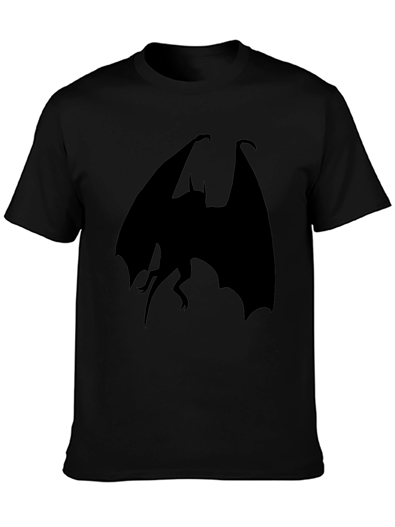 Black T-Shirt with Bat Silhouette Design