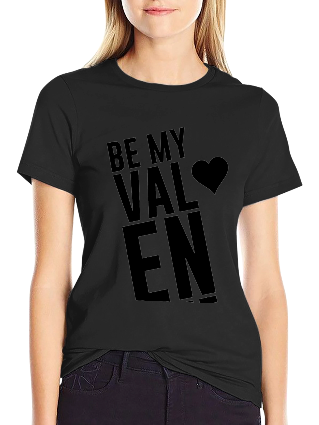 Be My Valentine Graphic Tee - Black Cotton T-Shirt