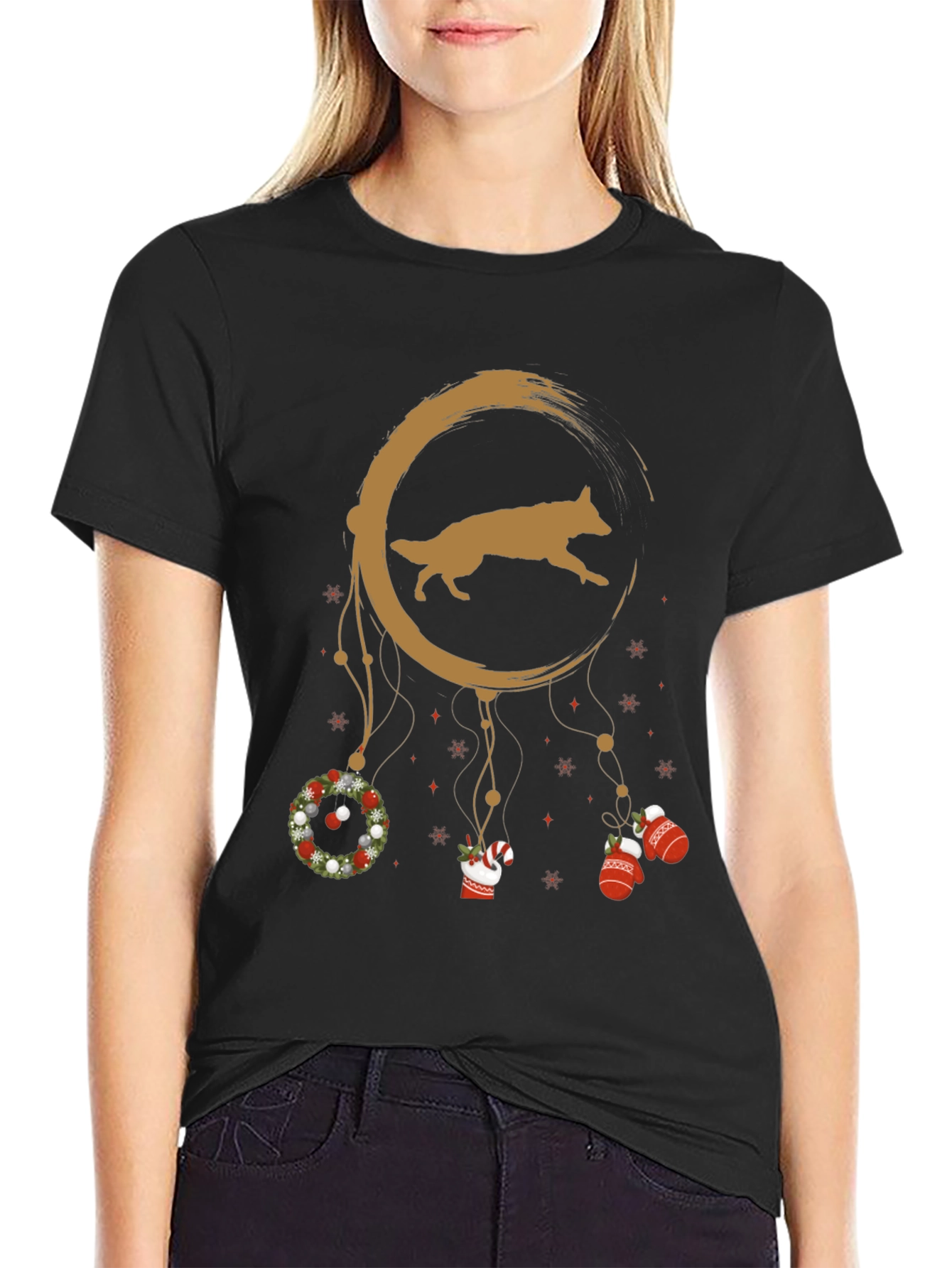 Festive Dog Dreamcatcher Graphic Tee