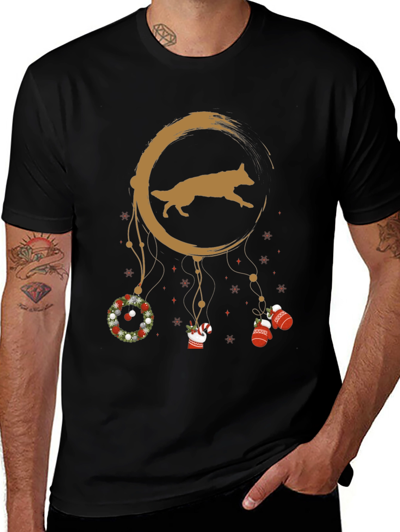 Festive Dog Dreamcatcher Graphic Tee