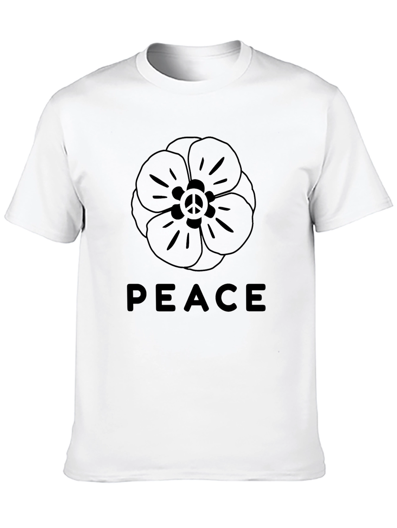 Peace Flower Graphic T-Shirt - Black