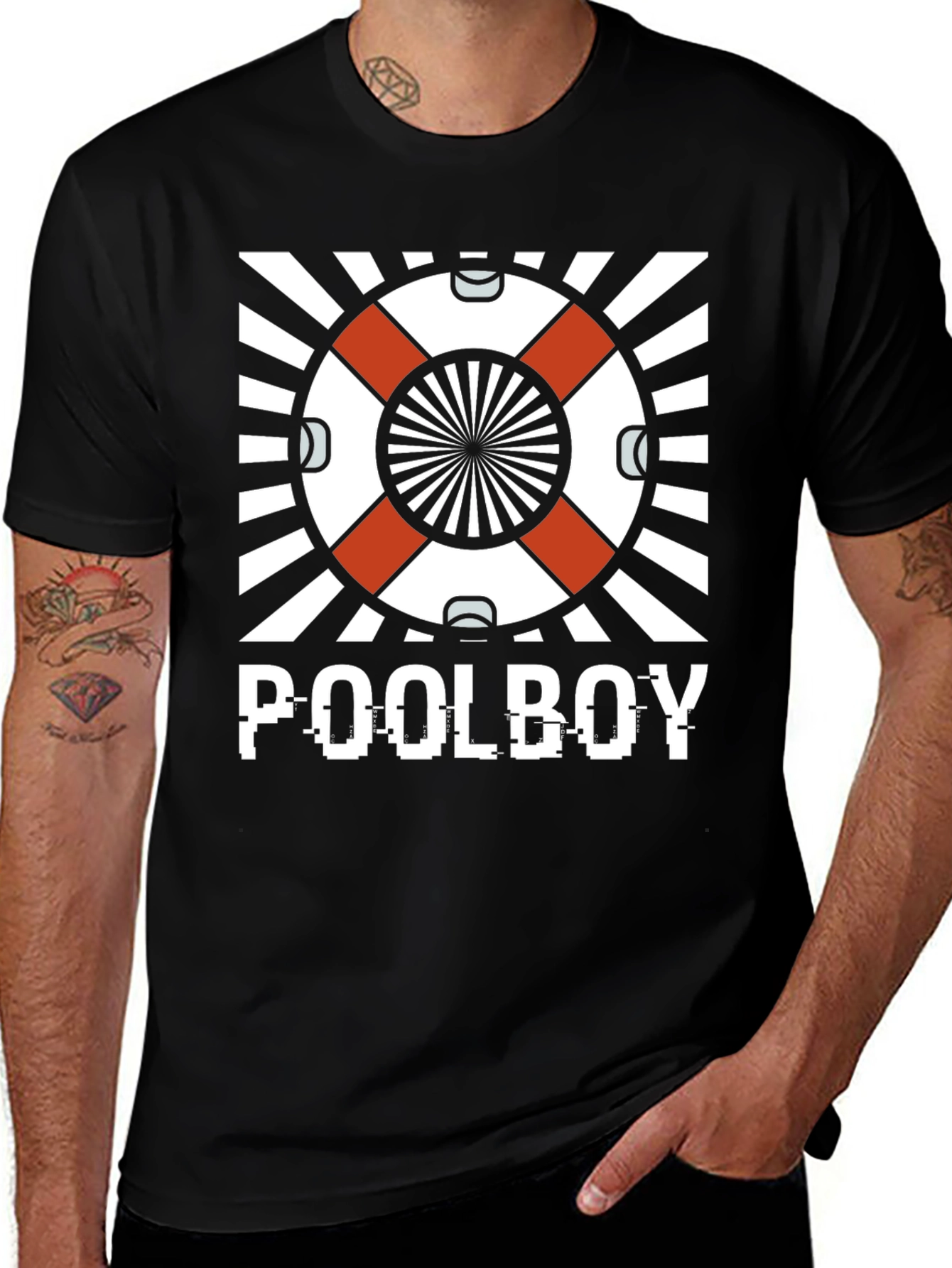 Poolboy Graphic T-Shirt - Black Crew Neck Tee