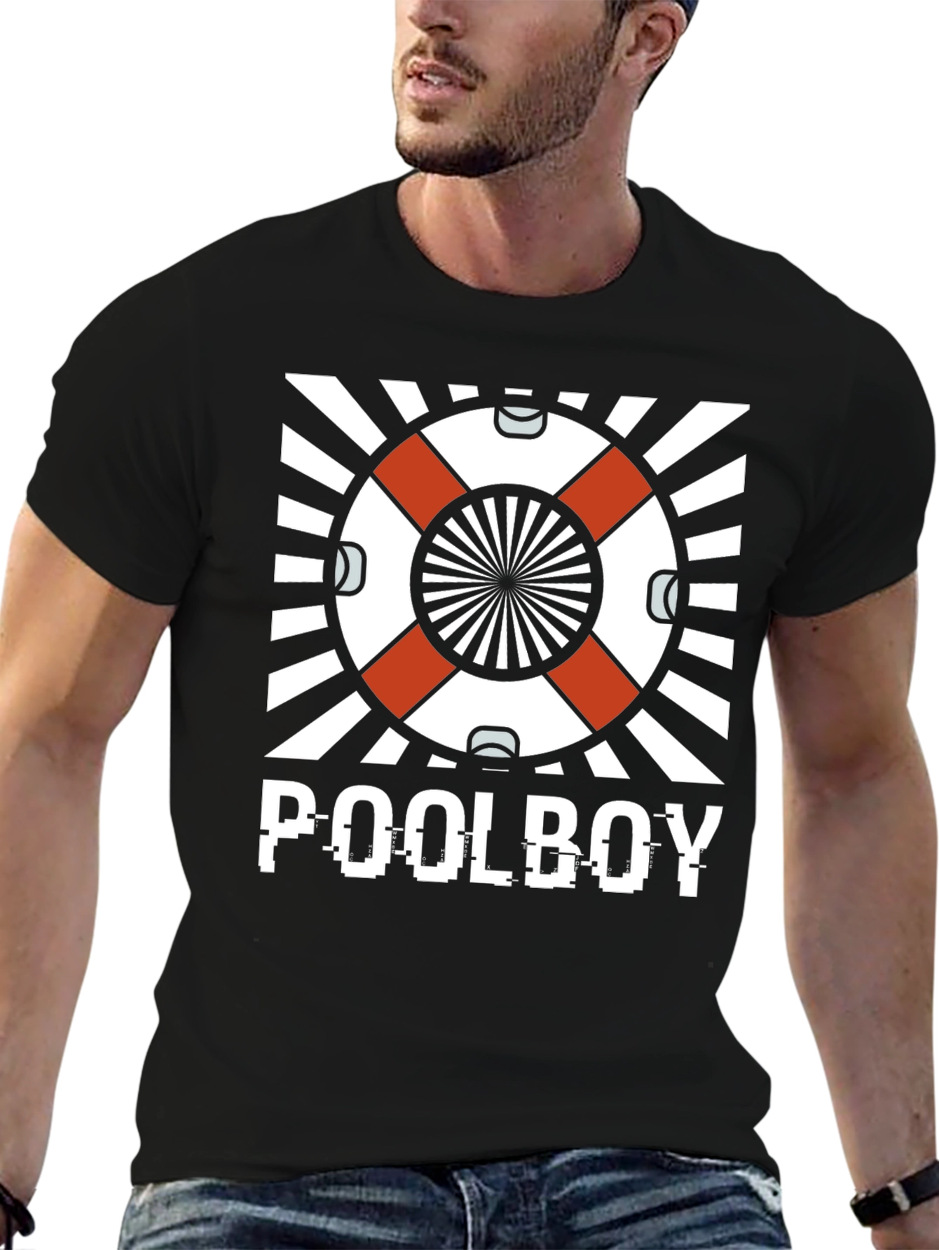 Poolboy Graphic T-Shirt - Black Crew Neck Tee