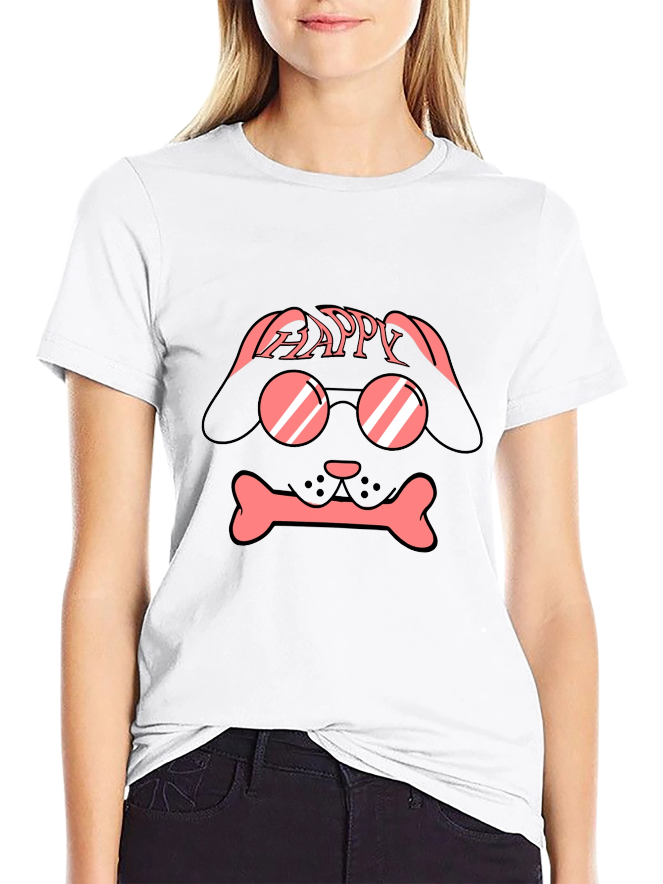Dog with Glasses T-Shirt - Happy Design